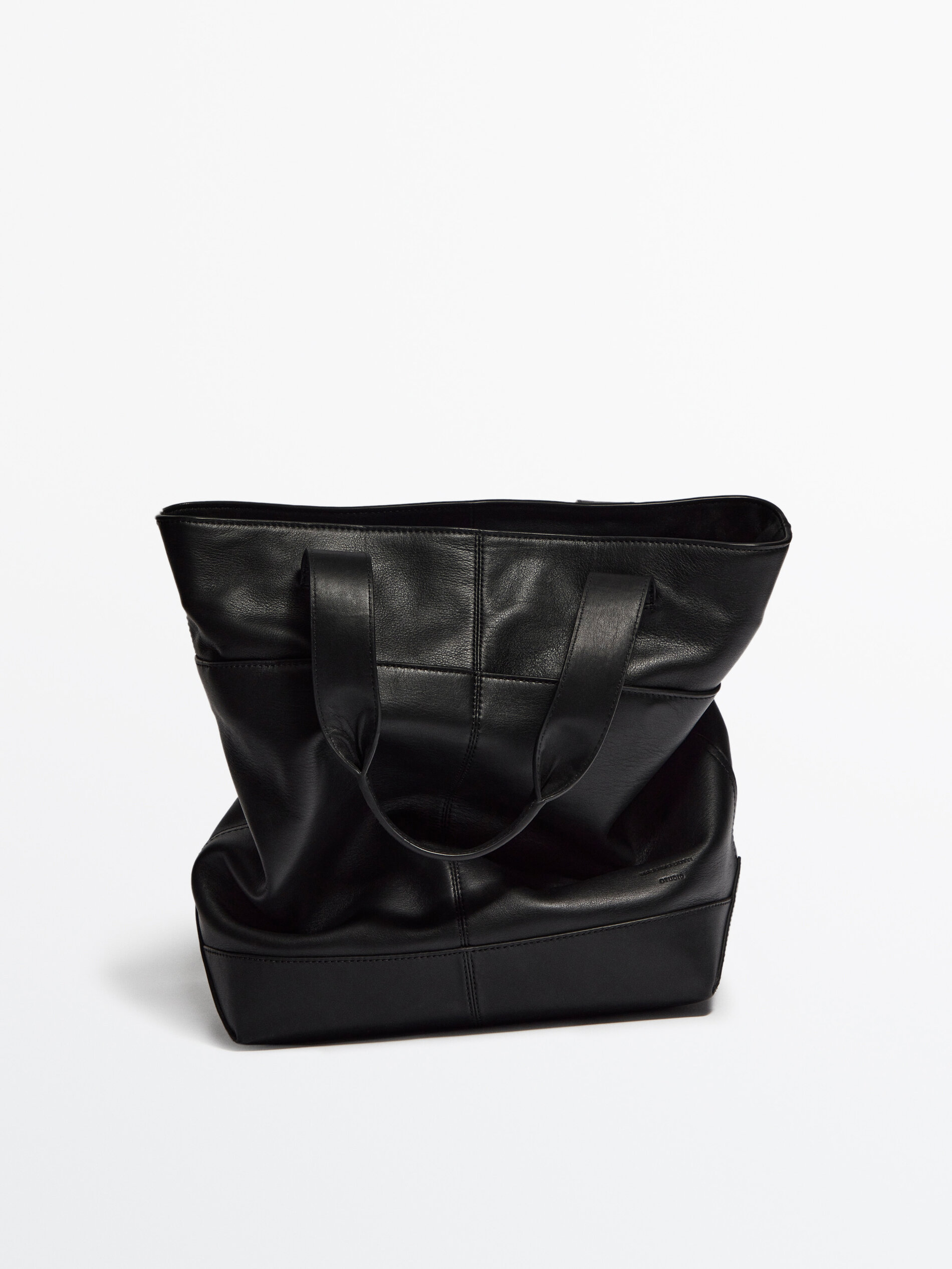 Bolso tote piel negro -Studio - NEGRO