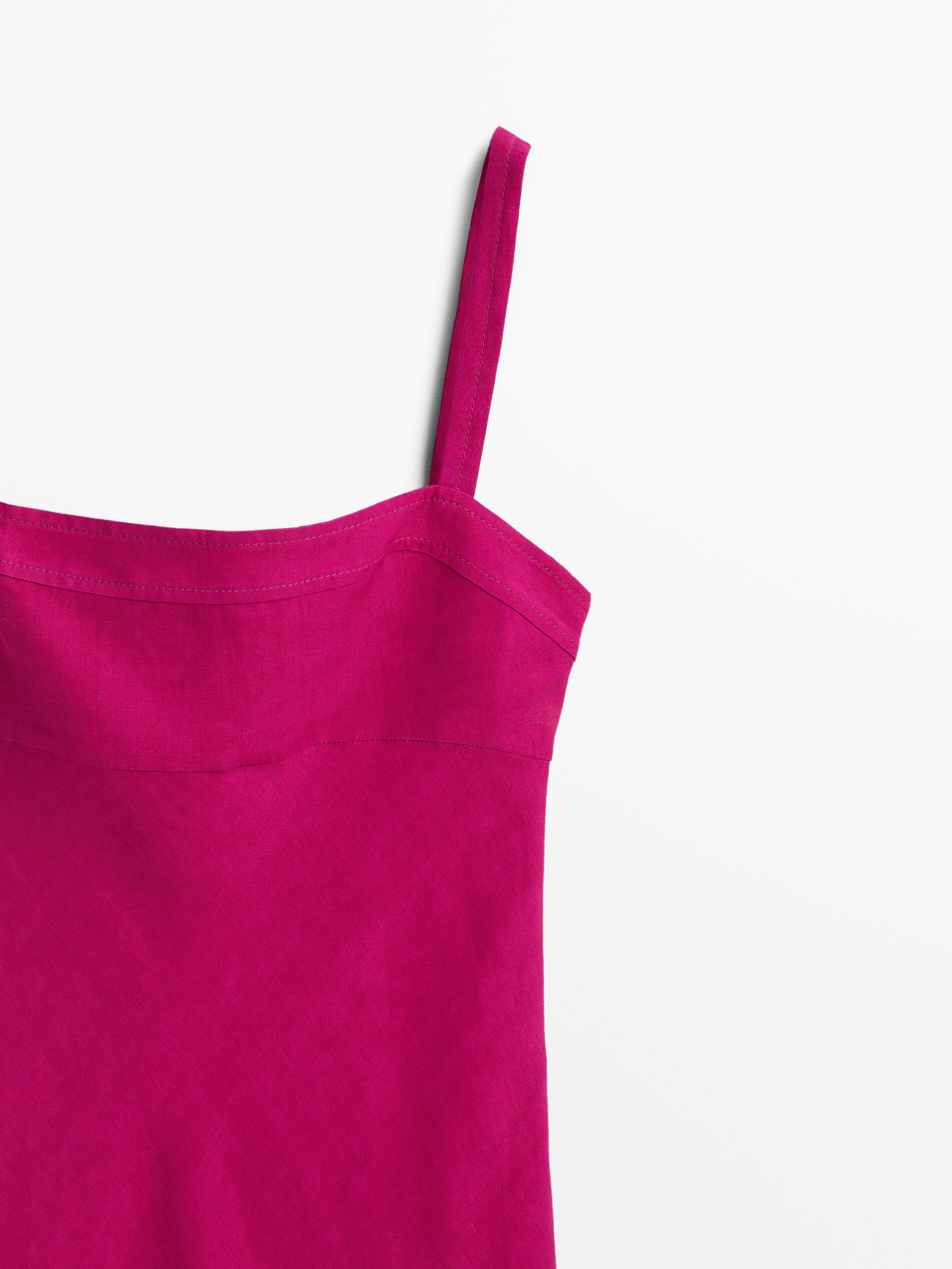 Vestido midi con lino tirantes - Buganvilla