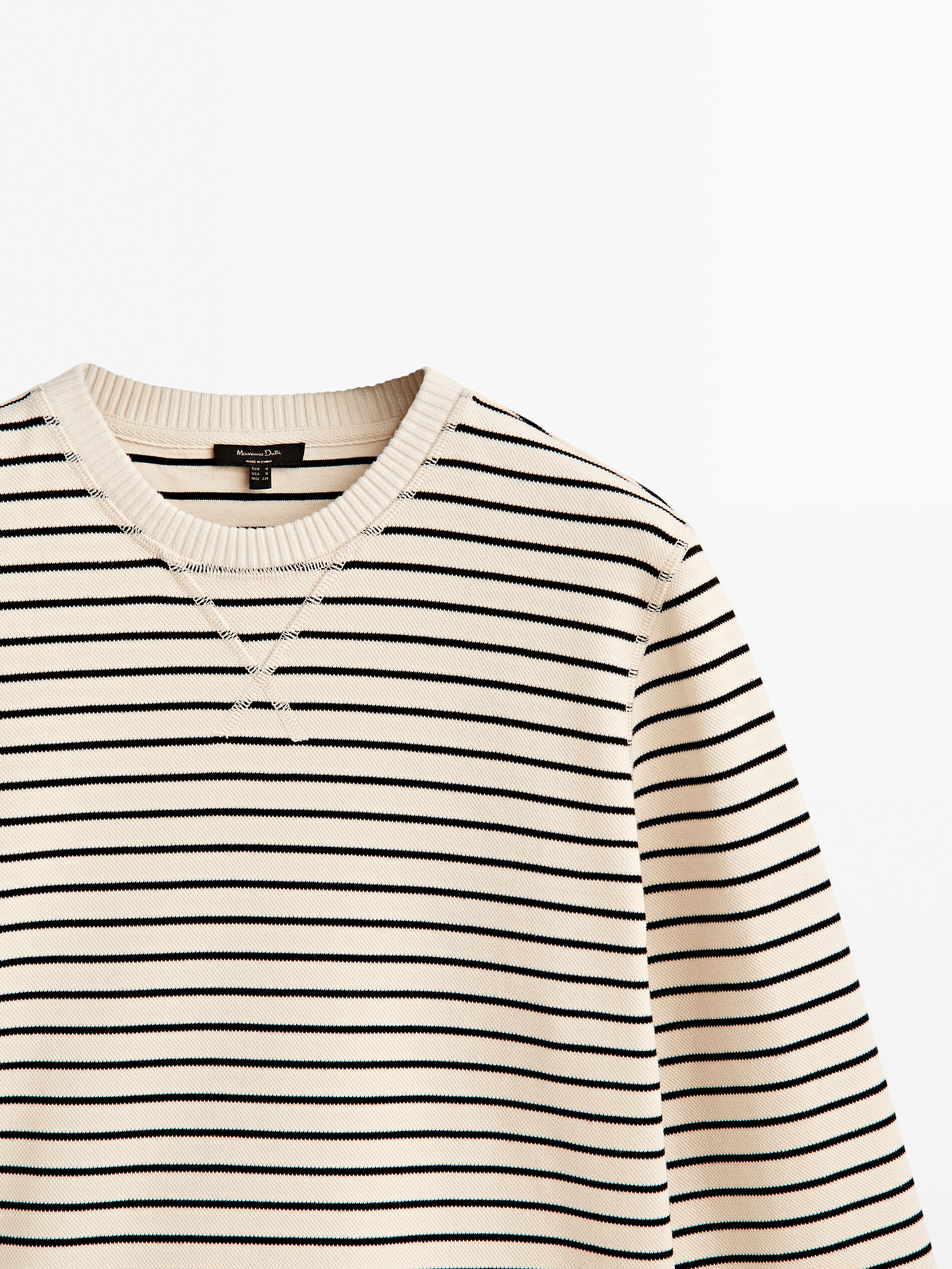 Sudadera rayas mezcla algodón - CRUDO