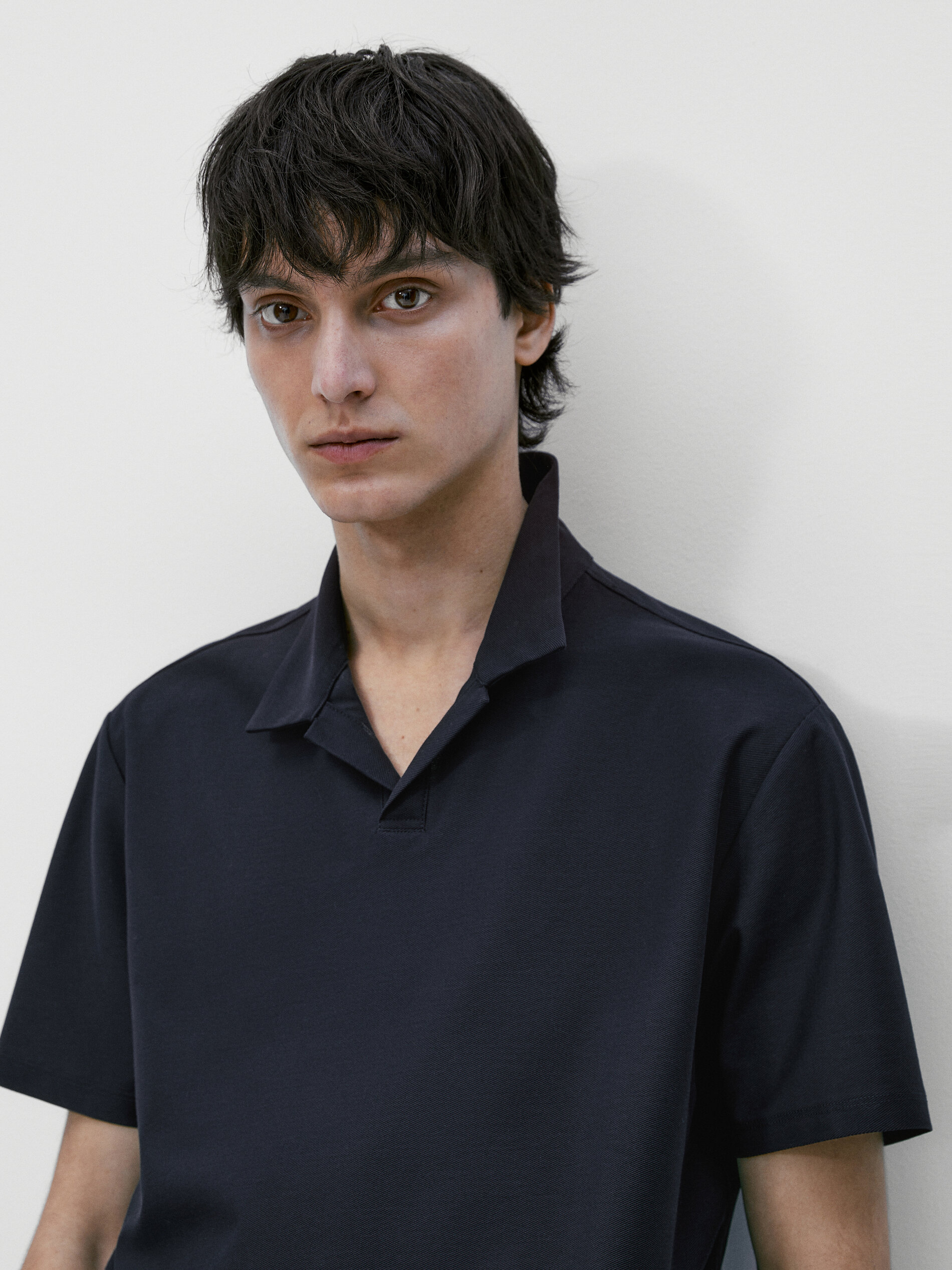 Polo manga corta algodón microsarga - AZUL MARINO