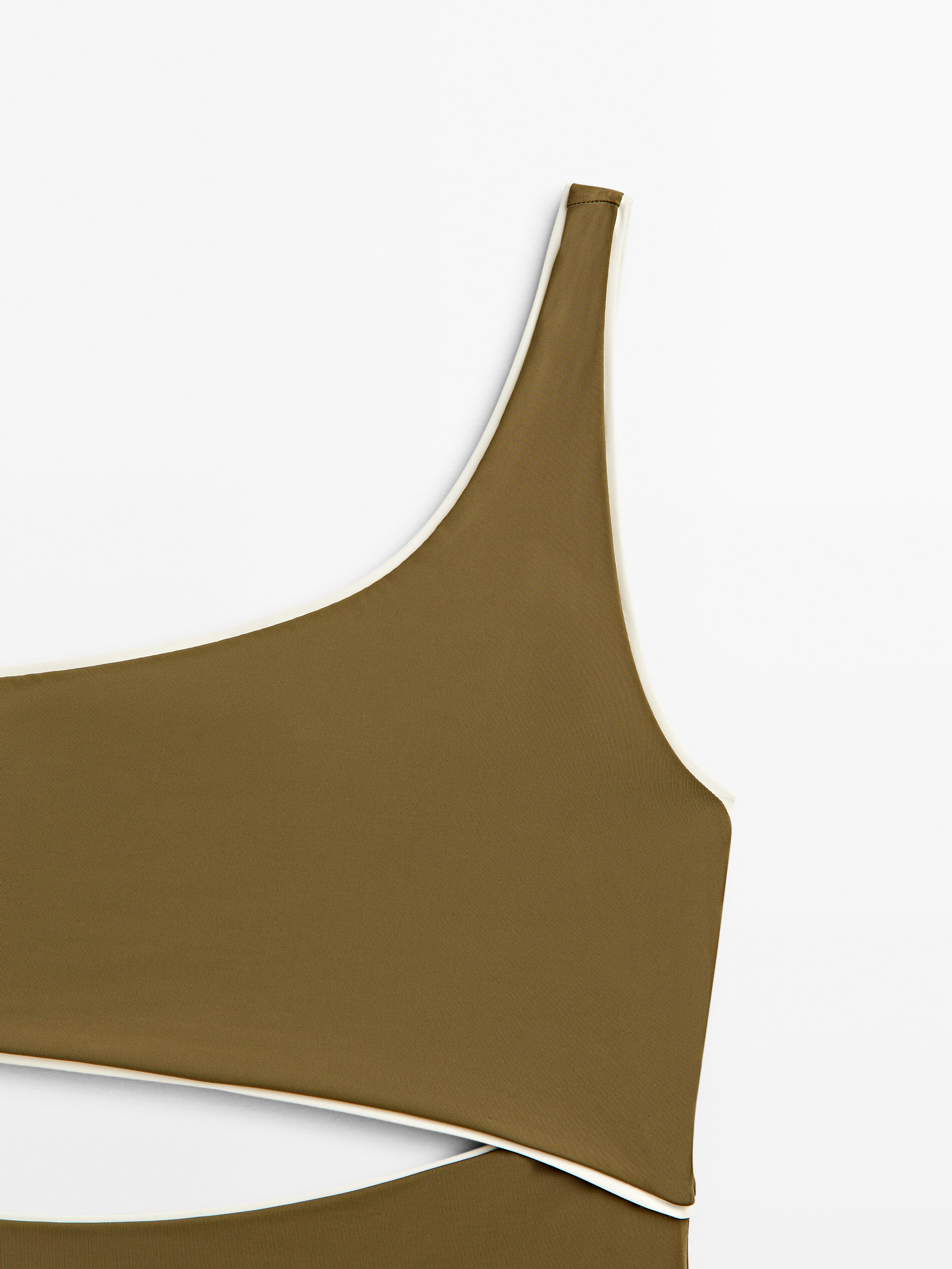 Bañador asimétrico contraste - KAKI