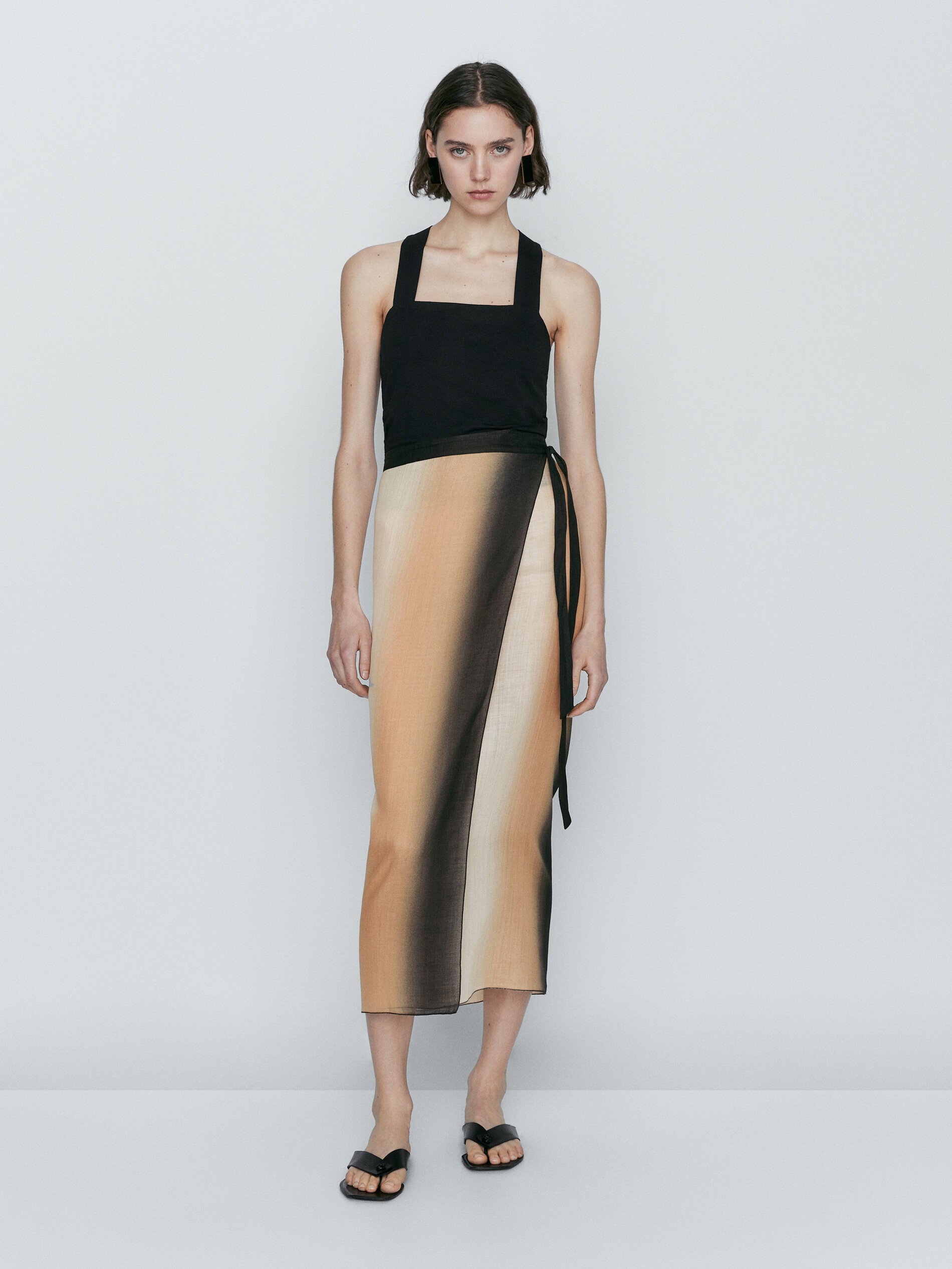 Pareo cruzado ramio degradado - CRUDO