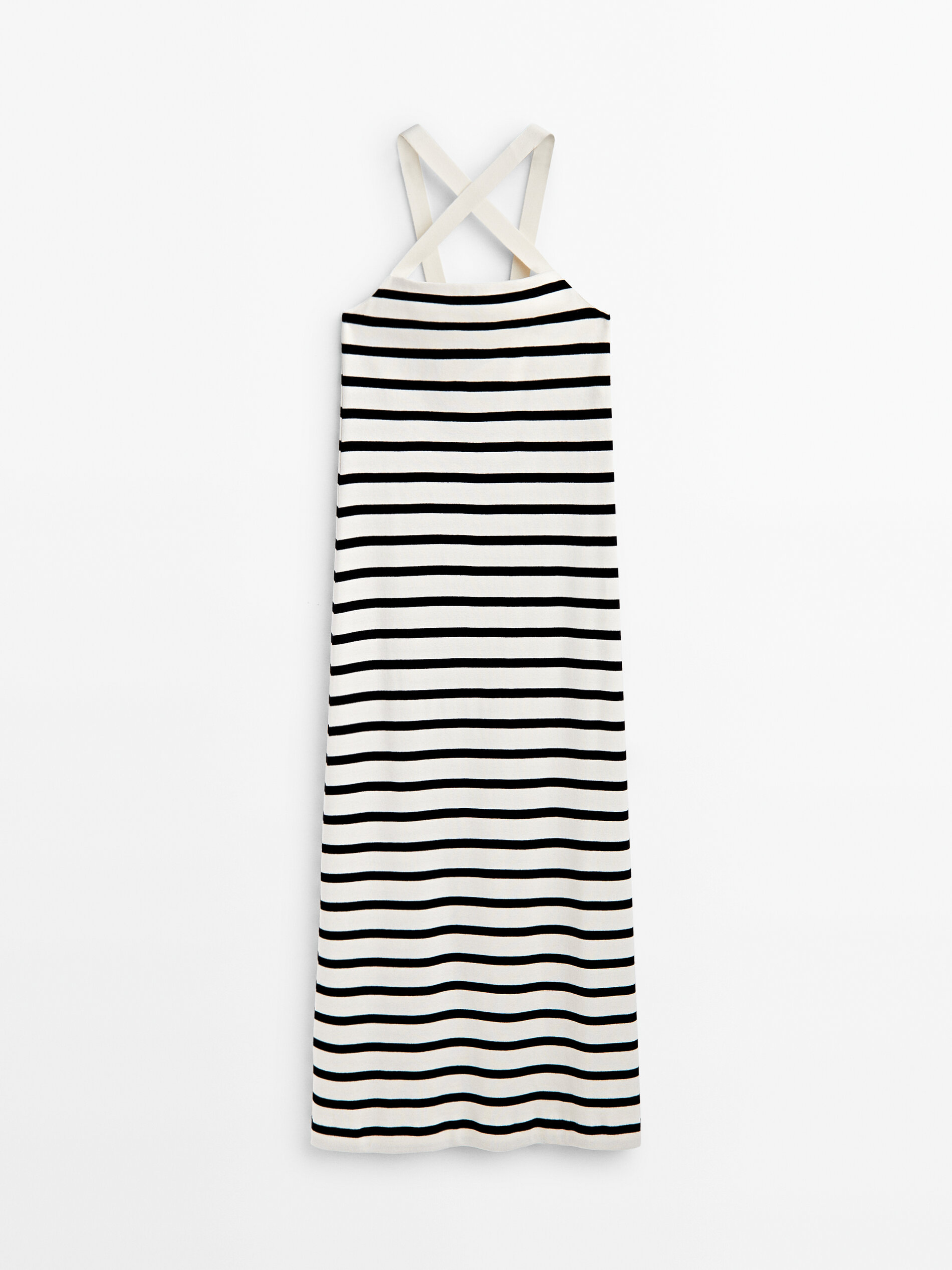 Vestido rayas tirantes cruzados - CRUDO