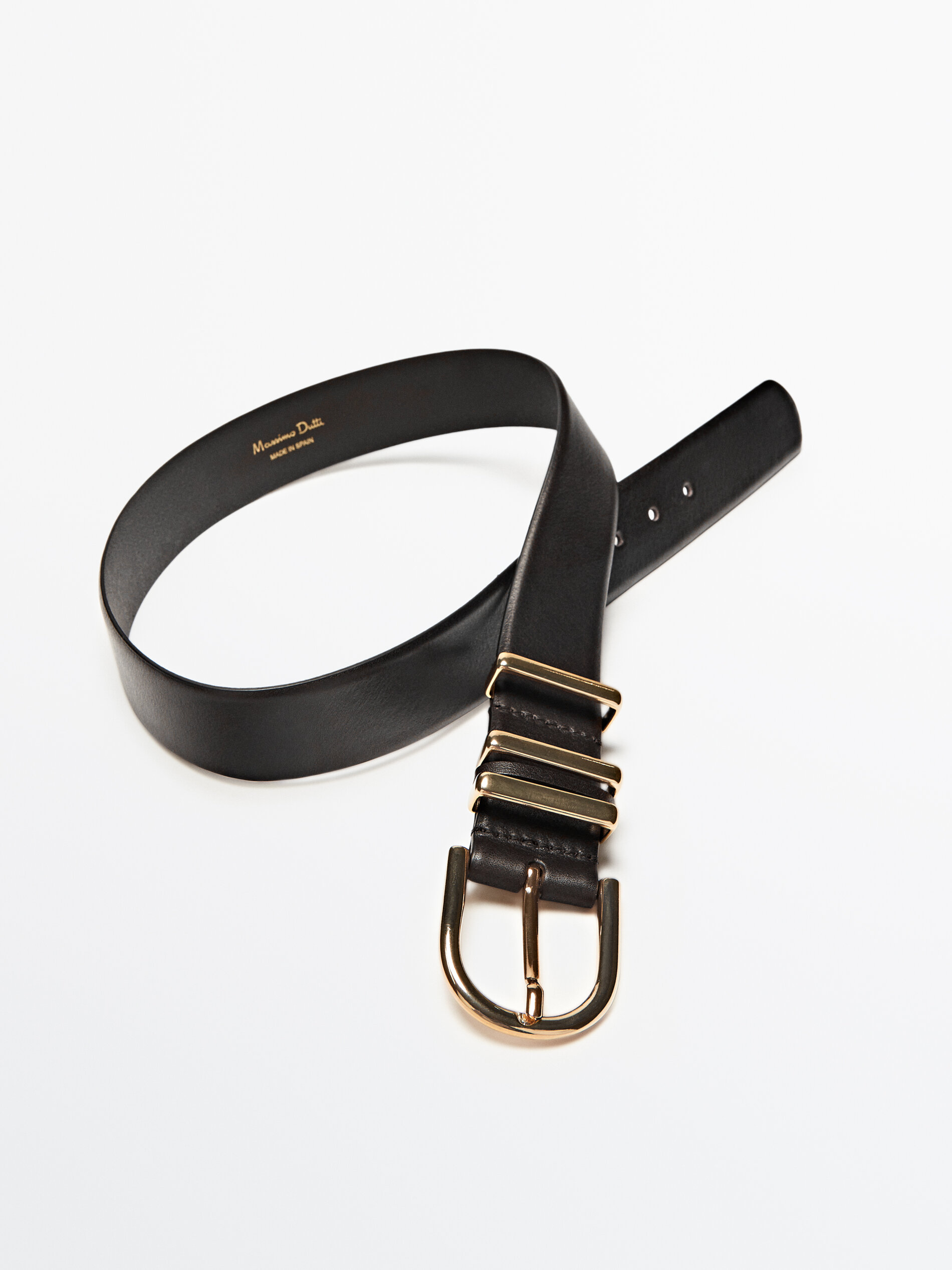 Cinturón piel triple pasador - NEGRO