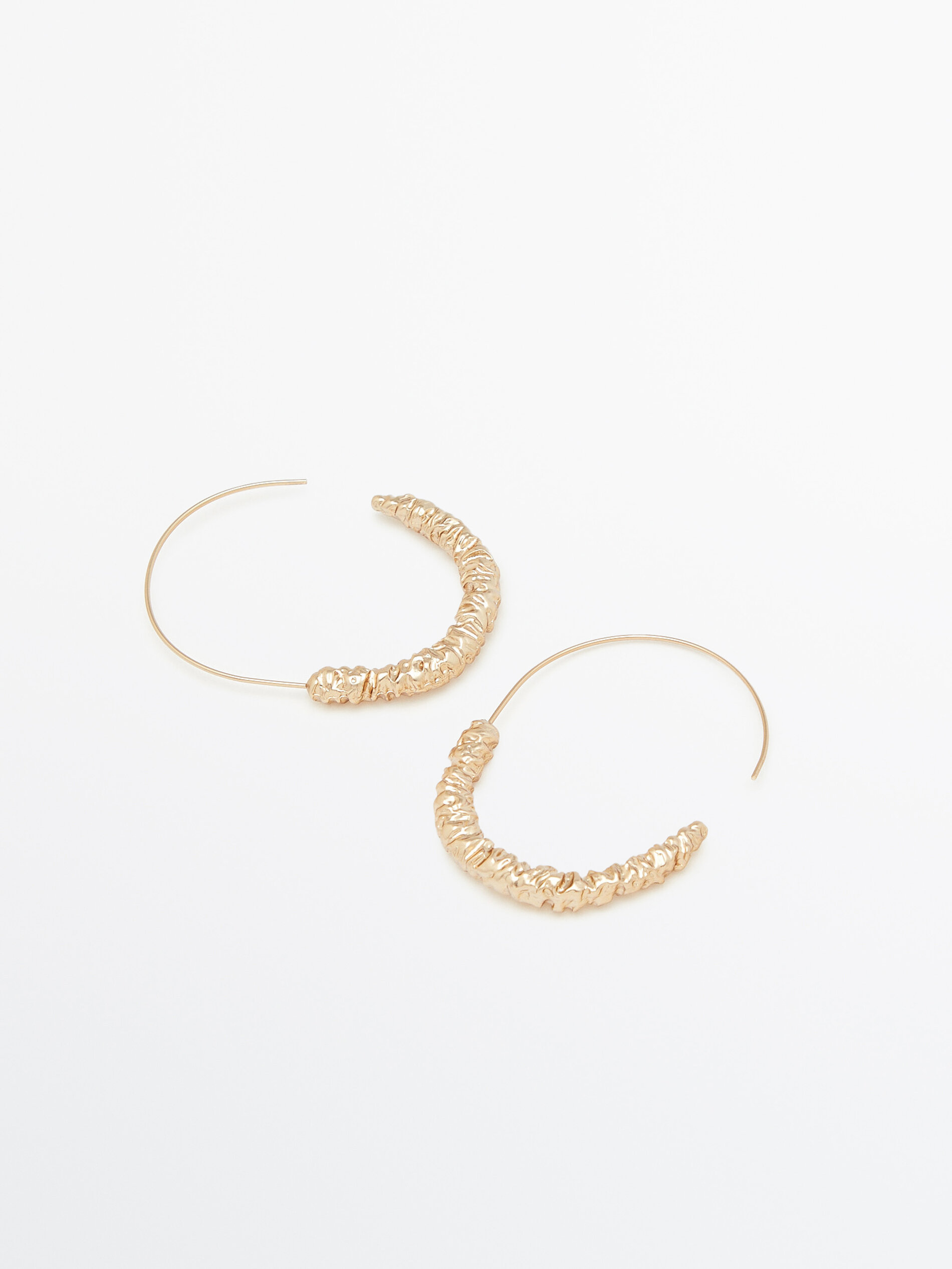 Pendientes aros abiertos textura baño oro - ORO