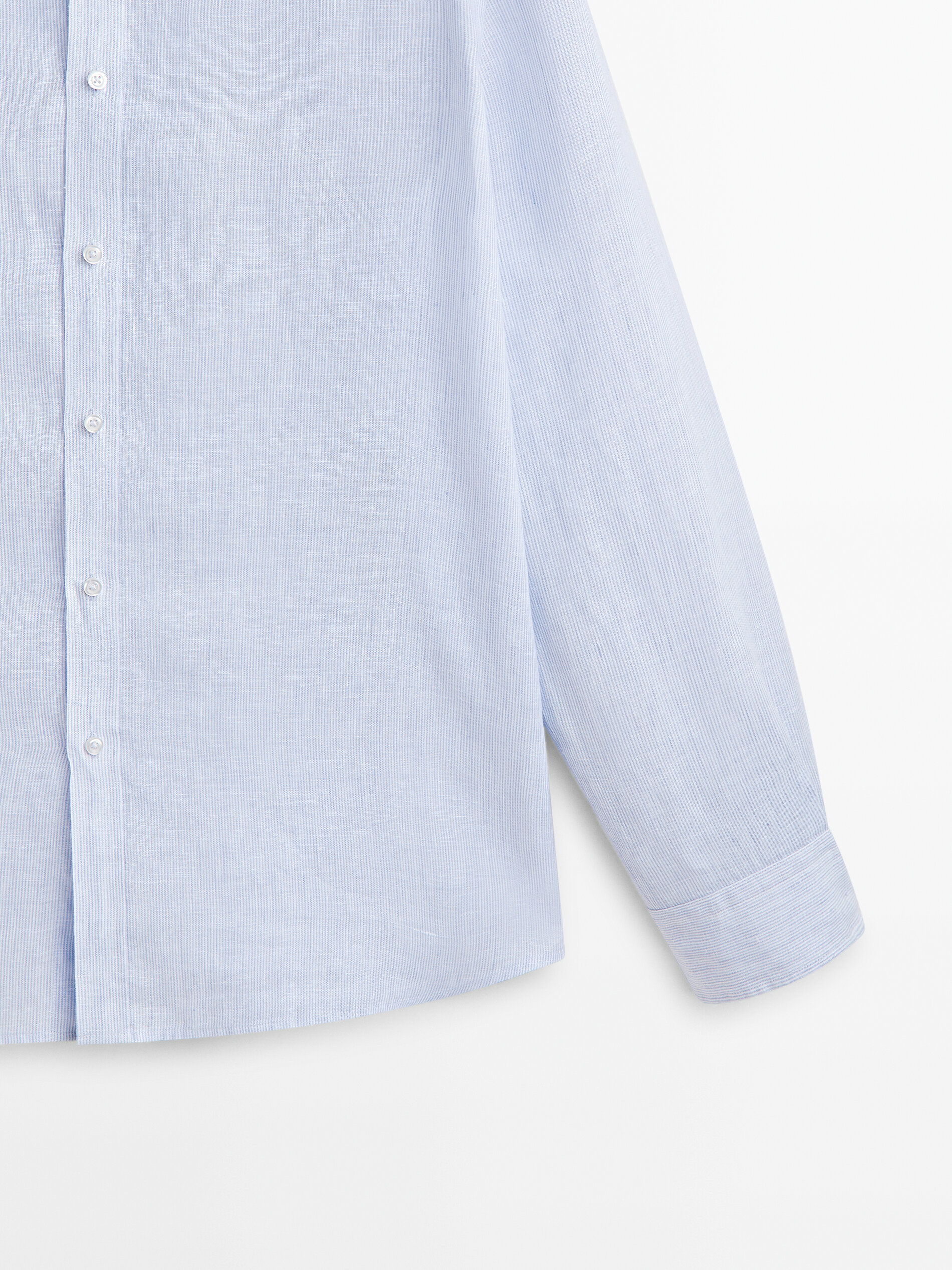 Camisa mil rayas lino slim fit - CELESTE