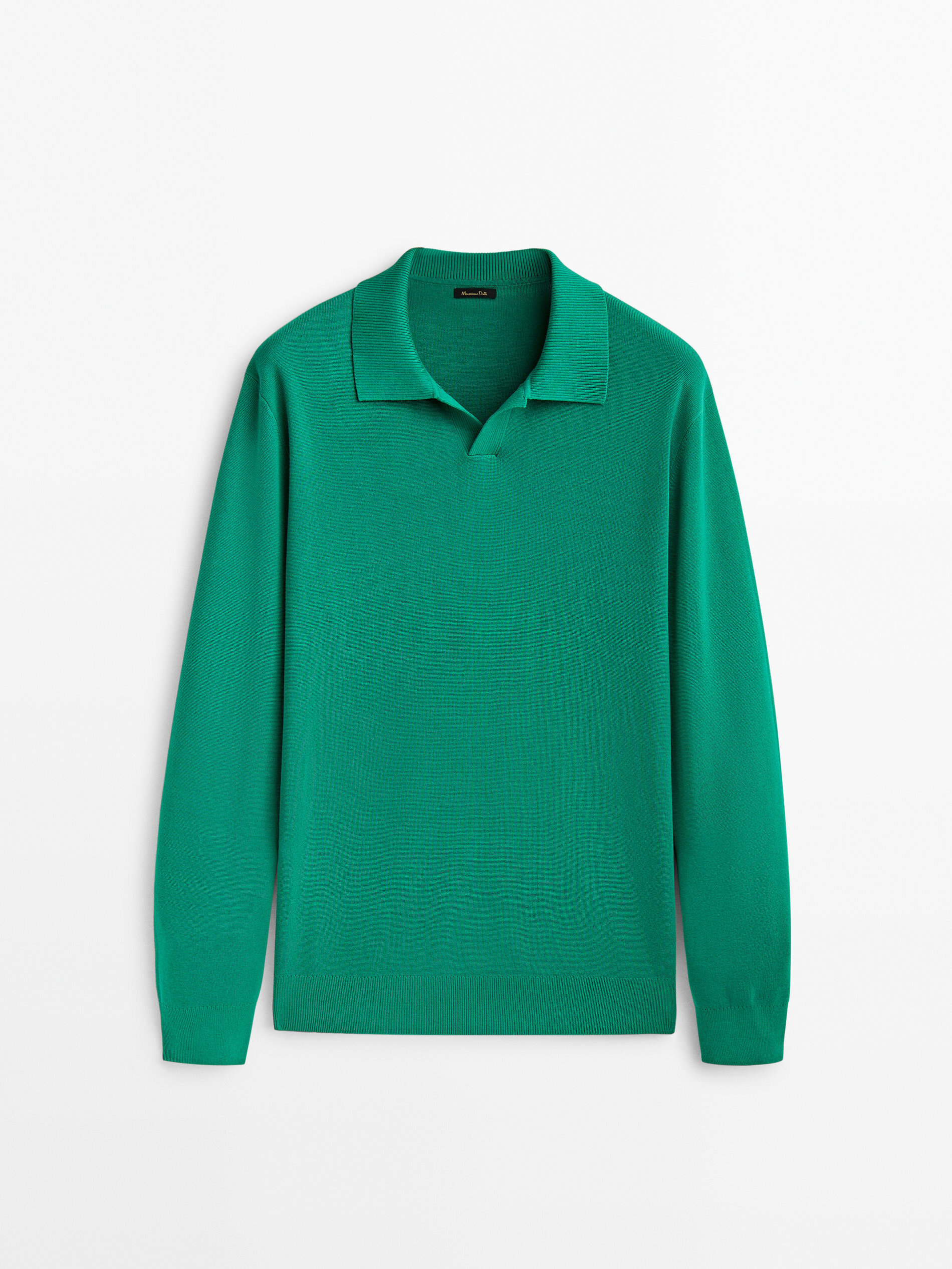 Jersey punto milano algodón cuello polo - Verde