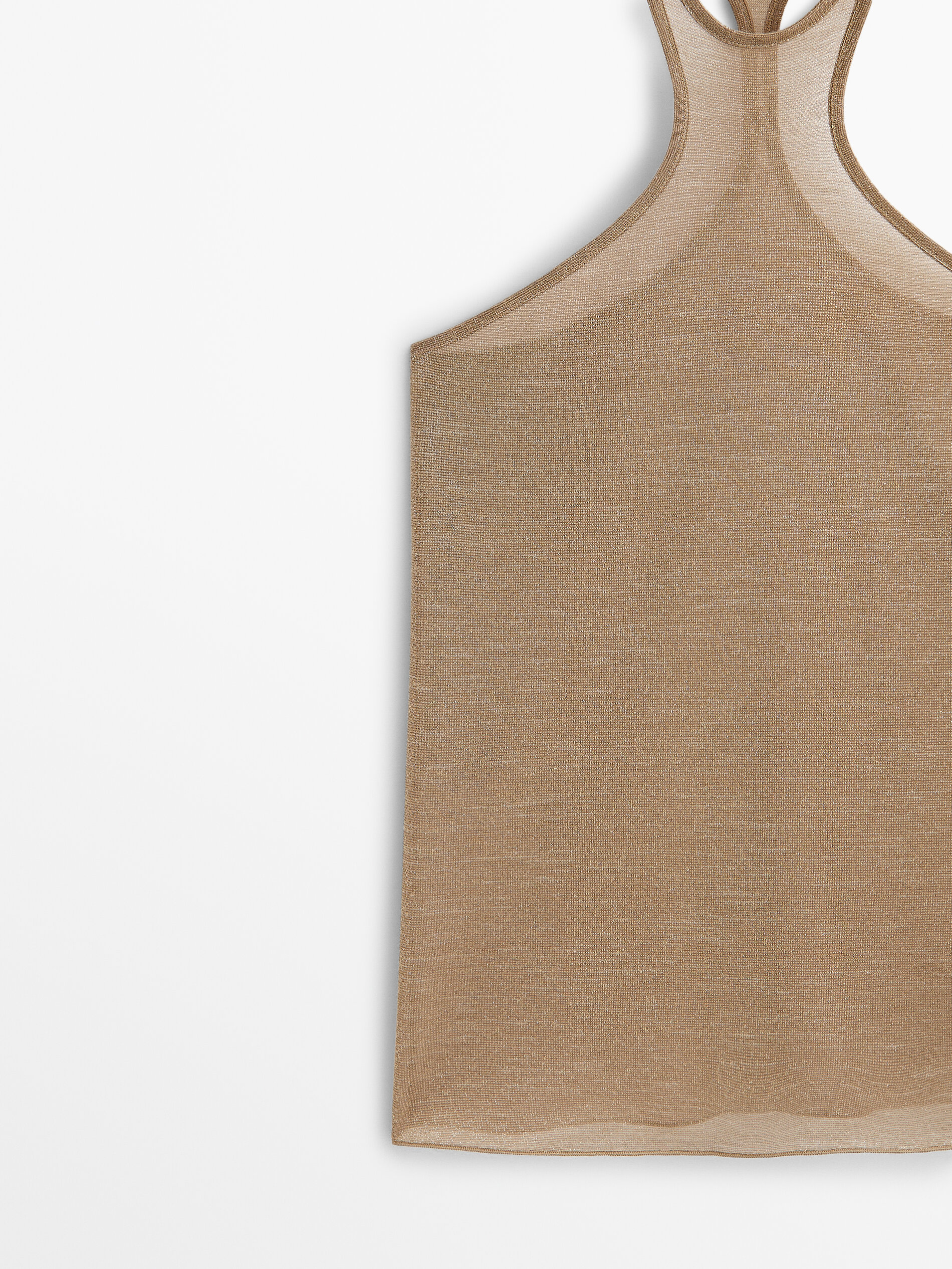 Top halter pronunciado brillo - DORADO