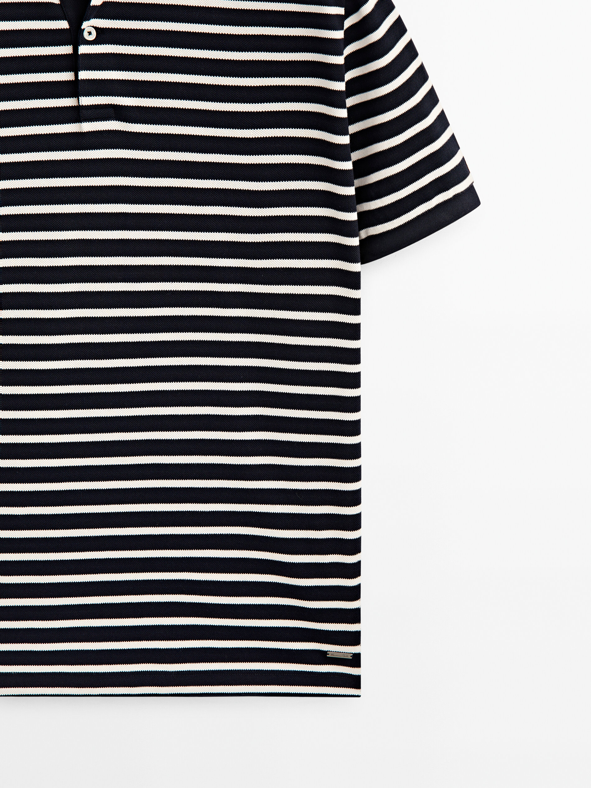 Polo rayas manga corta algodón - AZUL MARINO