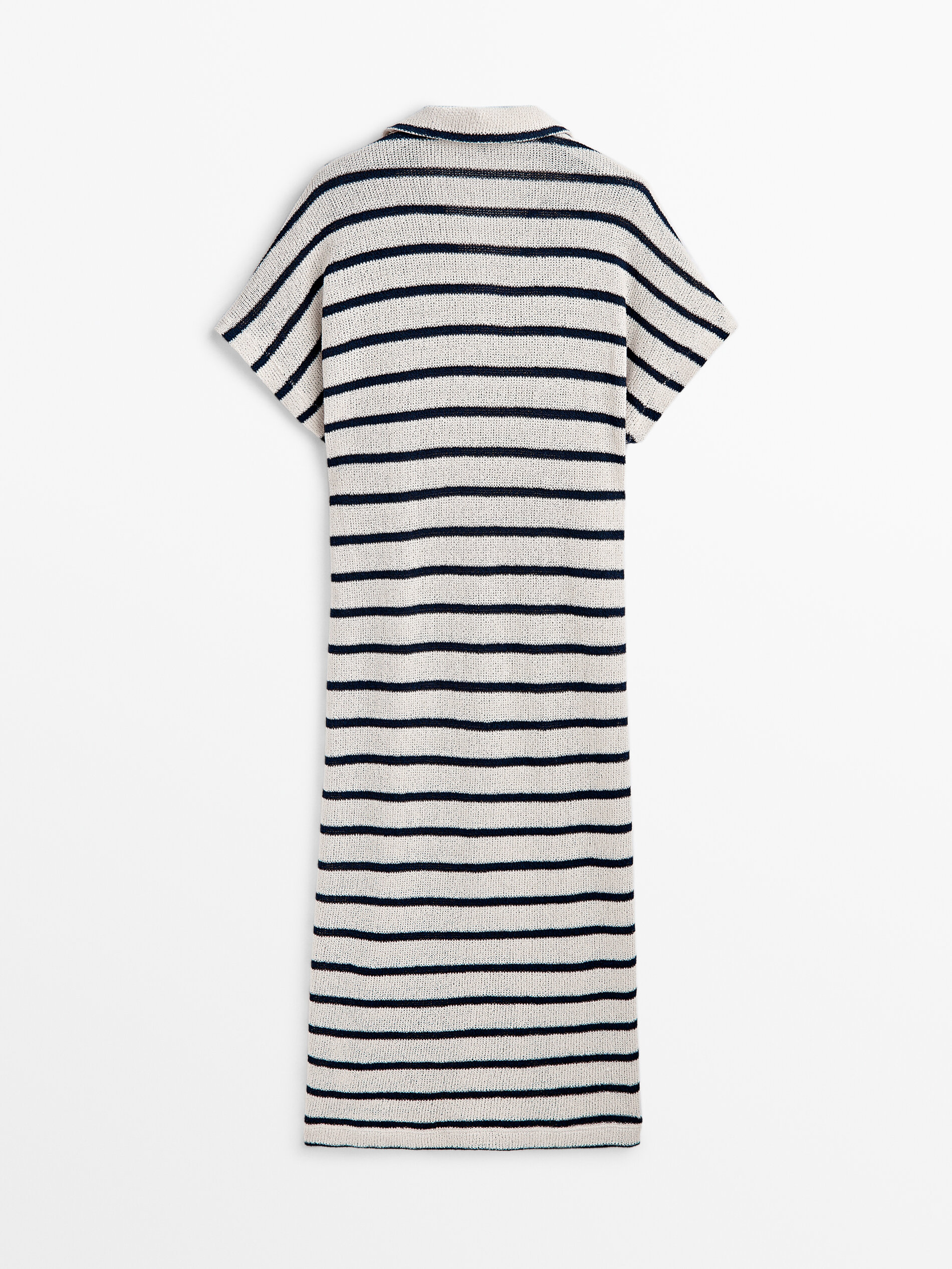 Vestido polo rayas mezcla algodón estructura - CRUDO