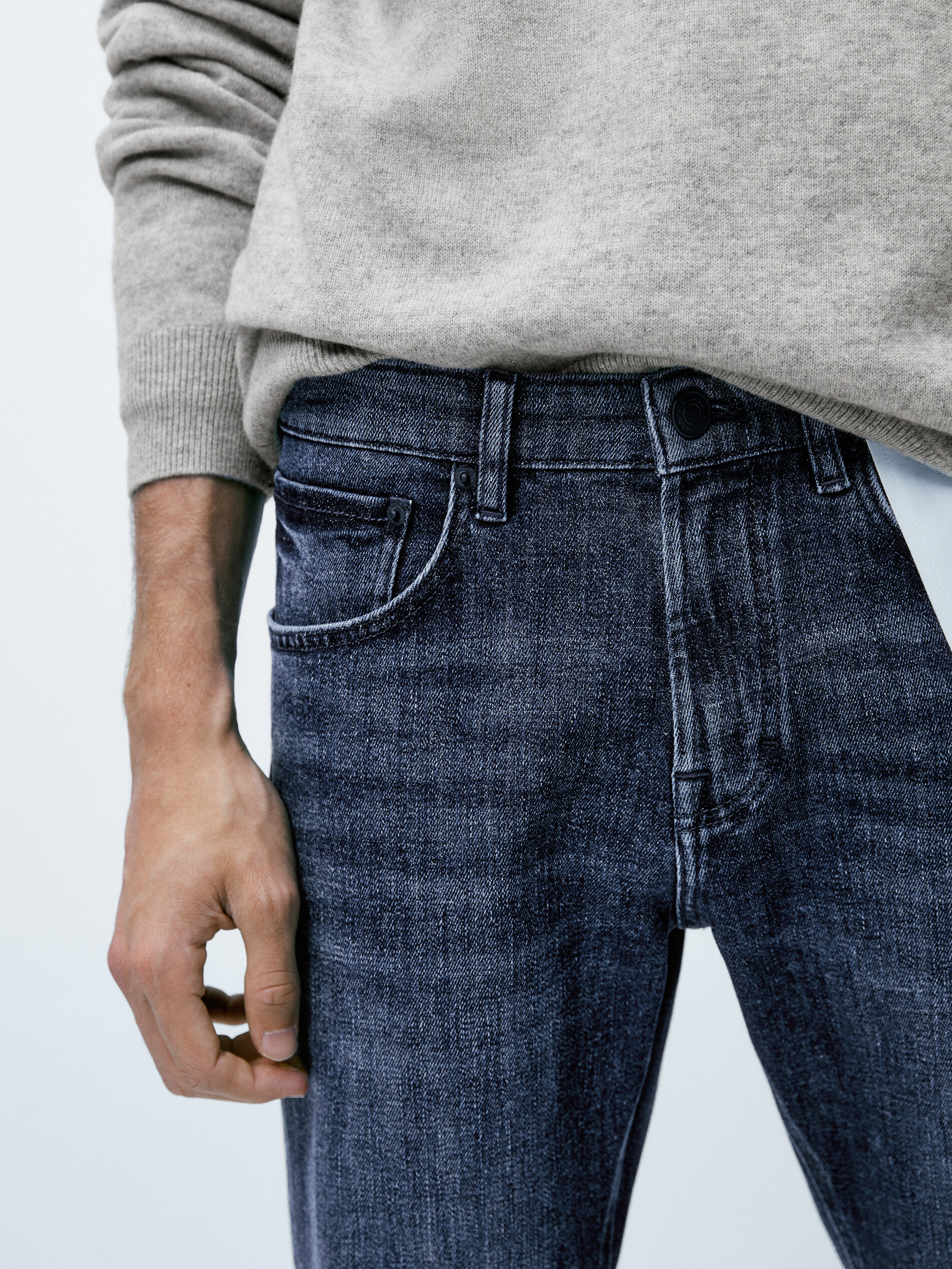 Pantalón vaquero stone wash regular fit - INDIGO