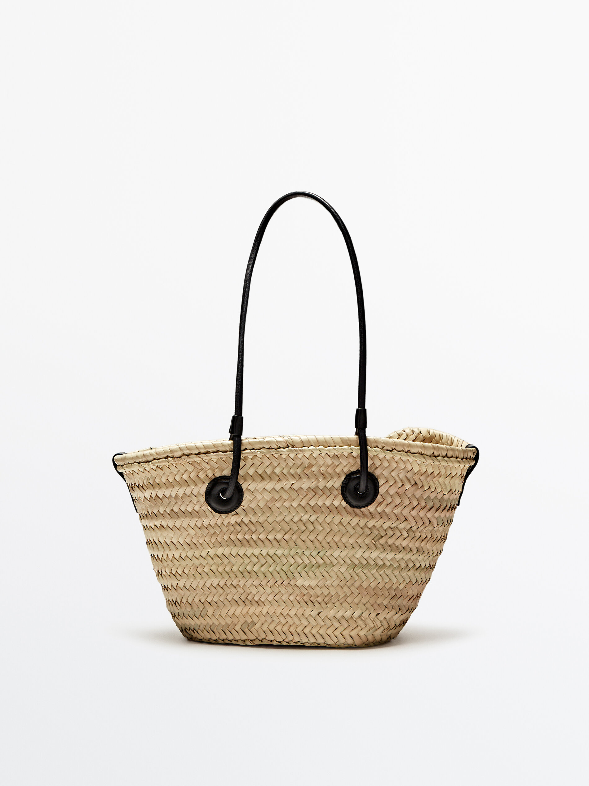 Bolso cesta trenzada + pouch extraíble - NEGRO