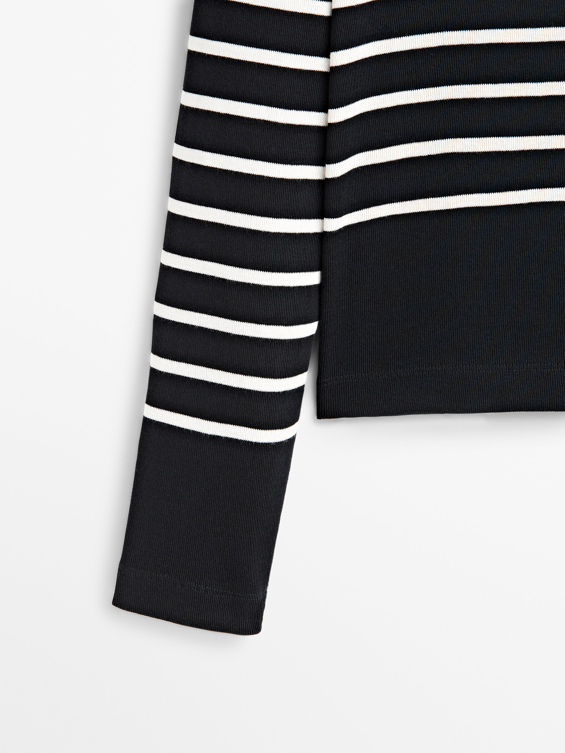 Camiseta rayas algodón cuello barco - AZUL MARINO