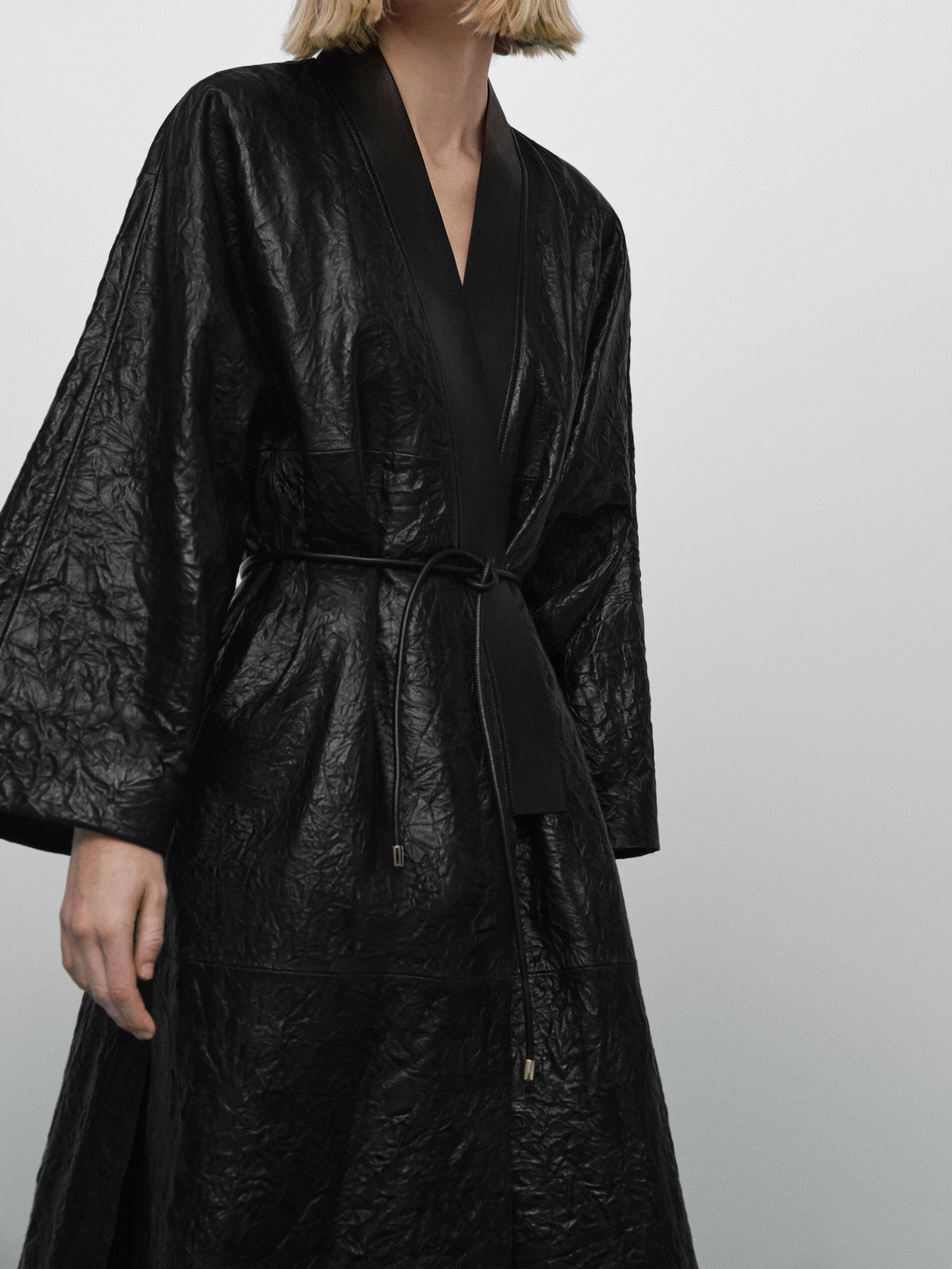 Kimono piel napa craquelada Limited edition - NEGRO