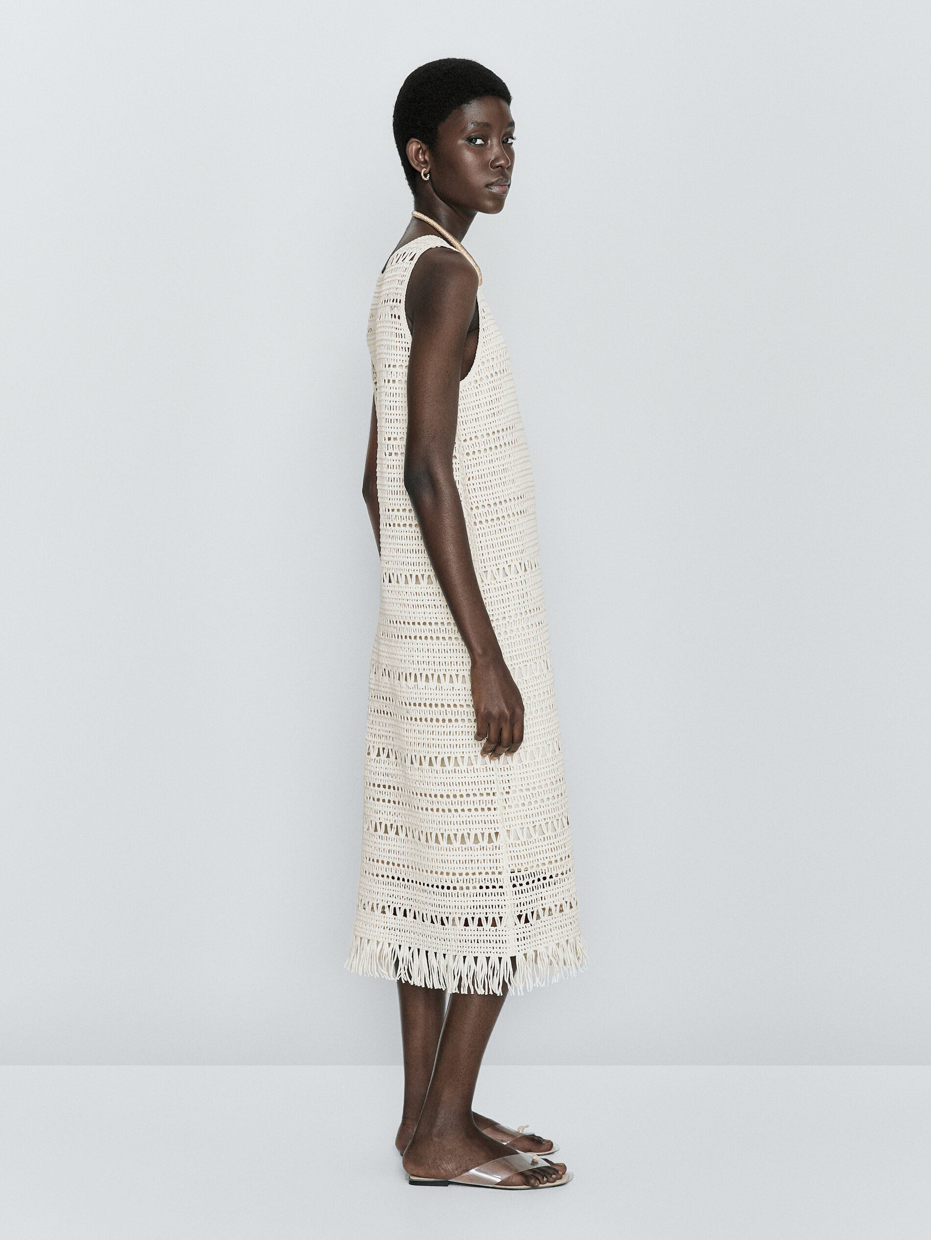 Vestido crochet desflecado - CRUDO