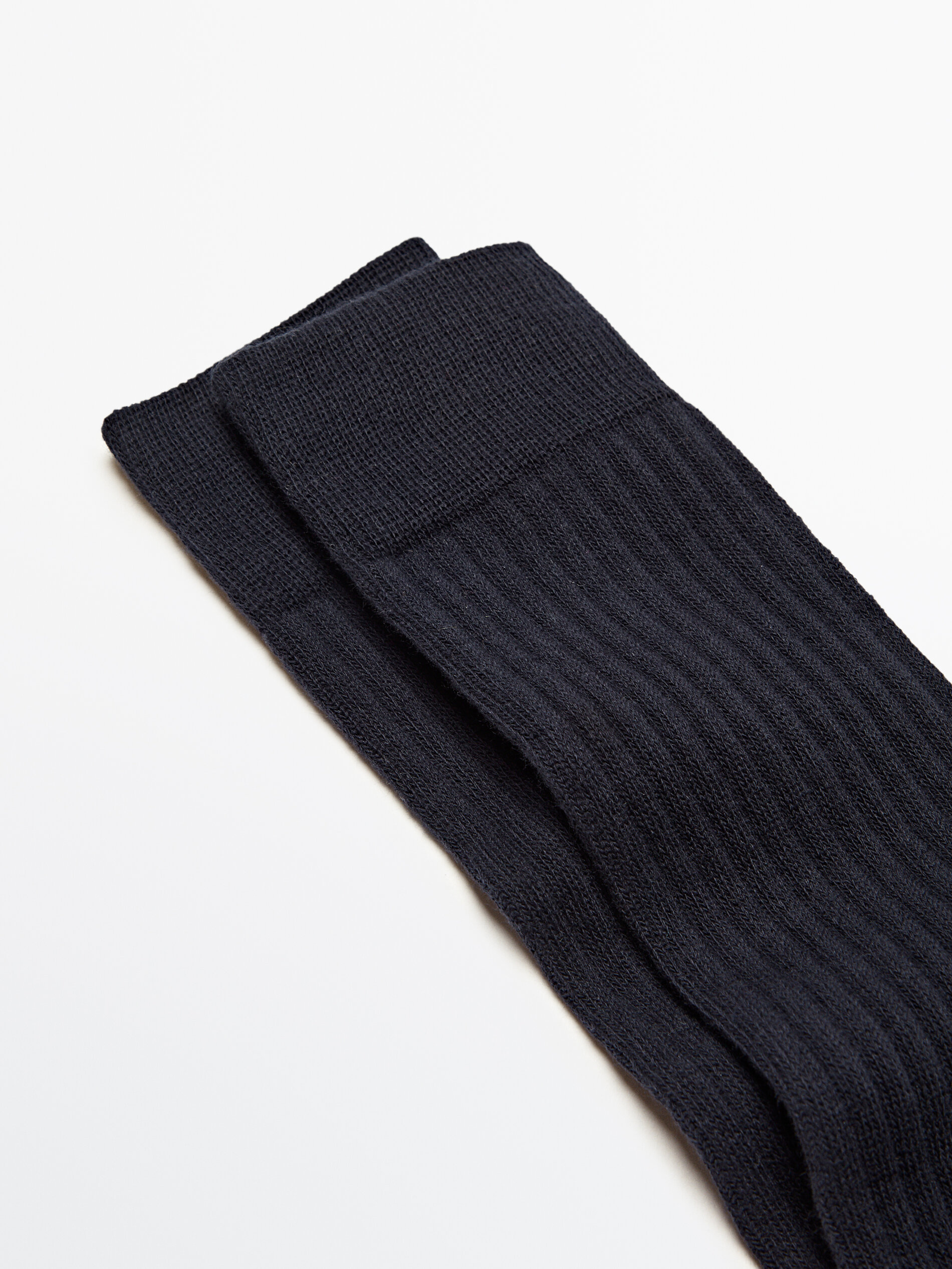 Calcetines largos canalé con algodón - AZUL MARINO