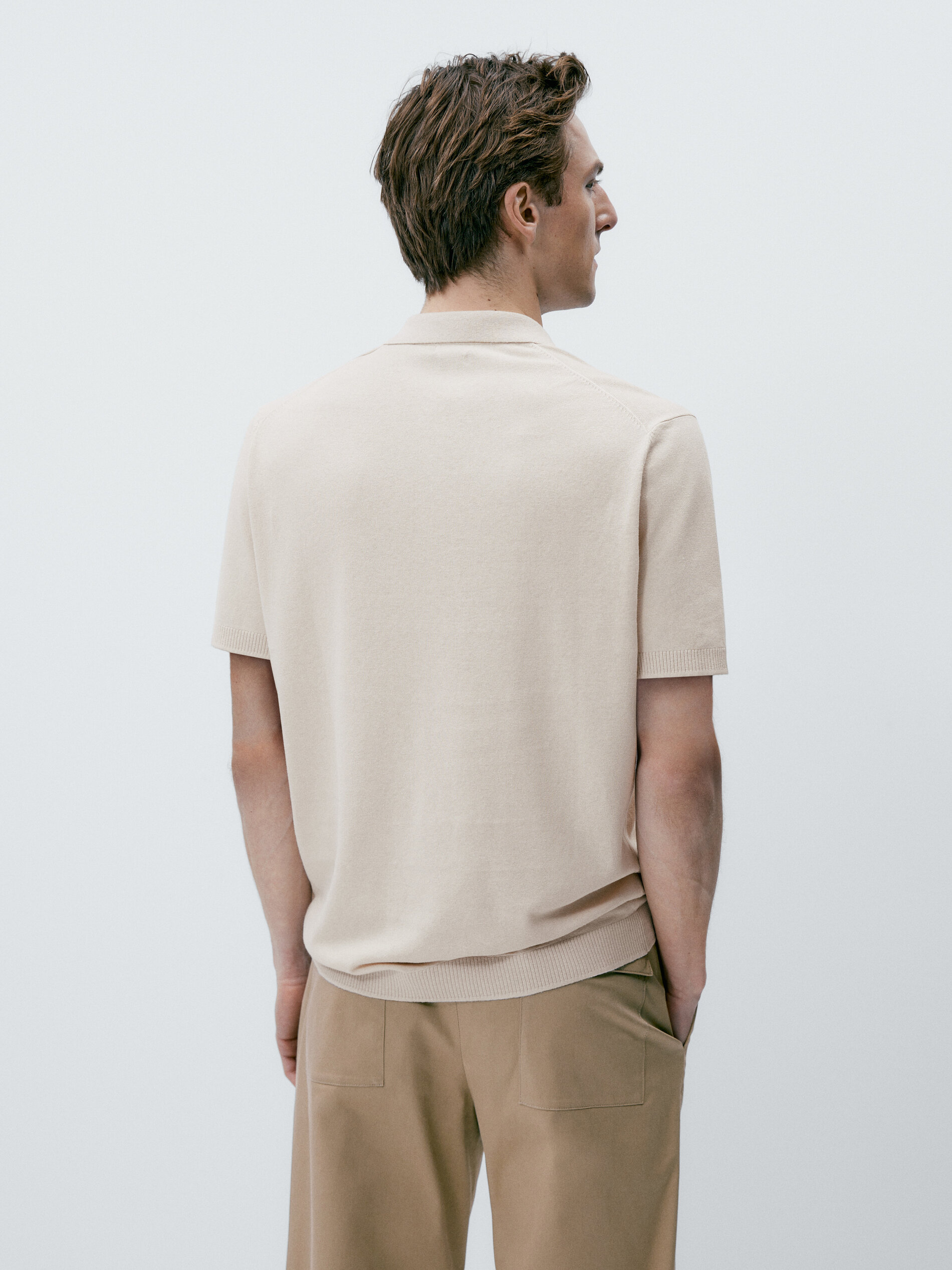 Jersey polo cuello pico botones - Beige