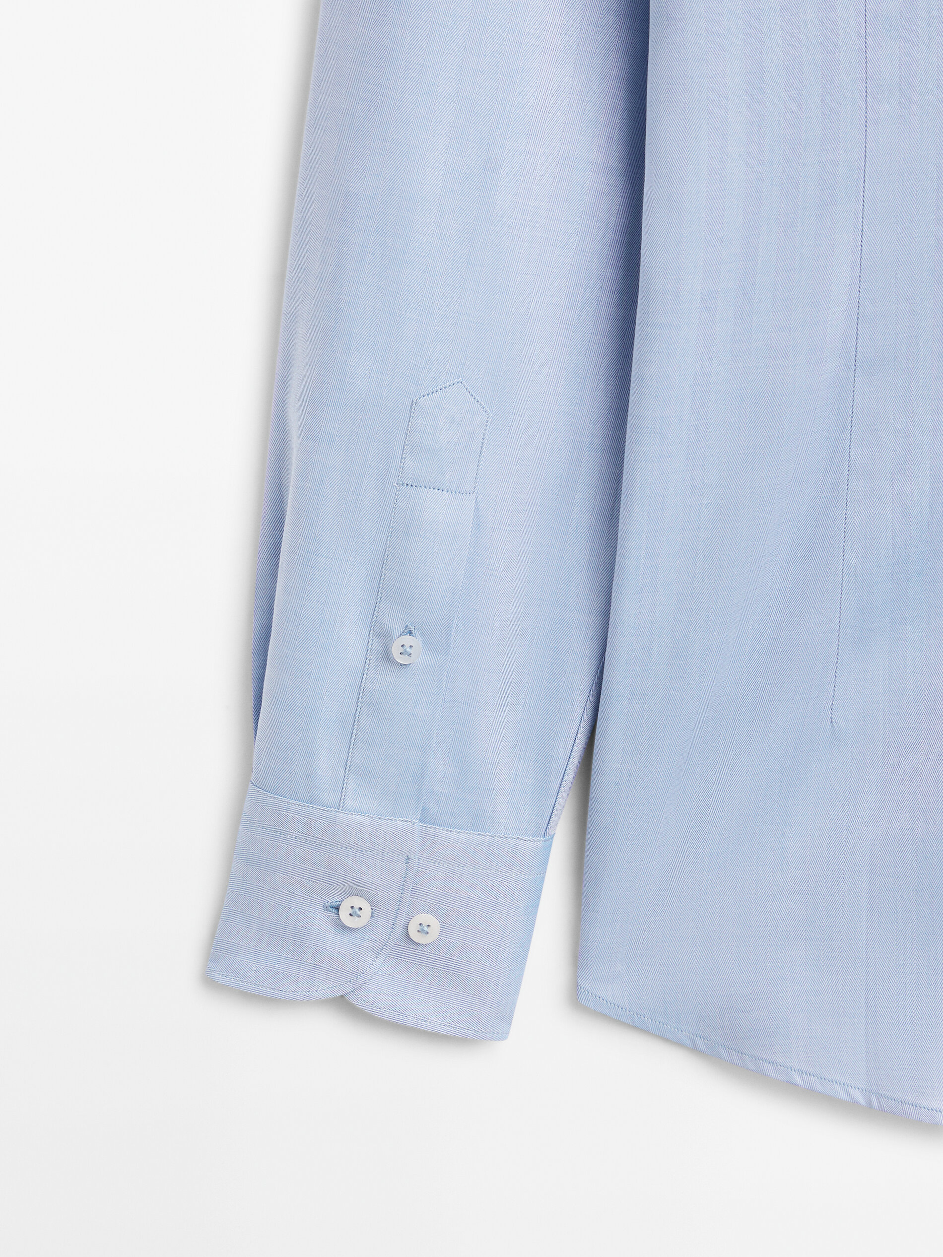 Camisa espiga algodón regular fit - CELESTE