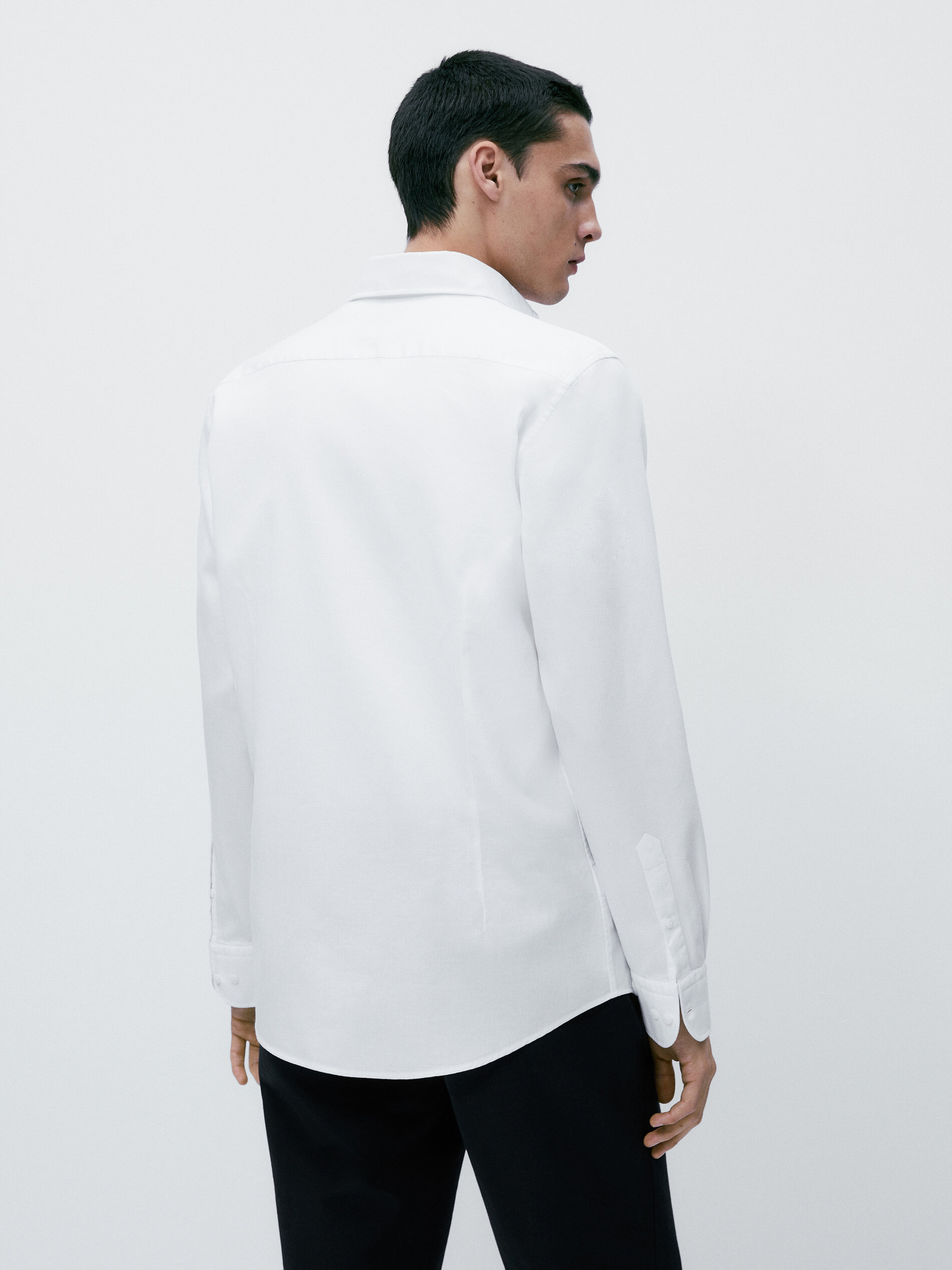 Camisa estructura giro inglese slim fit - BLANCO