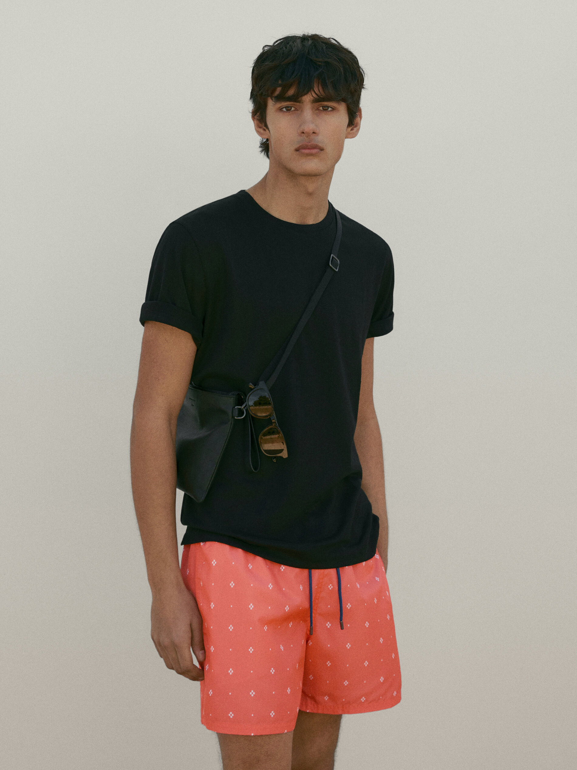 Bañador estampado rombo - CORAL