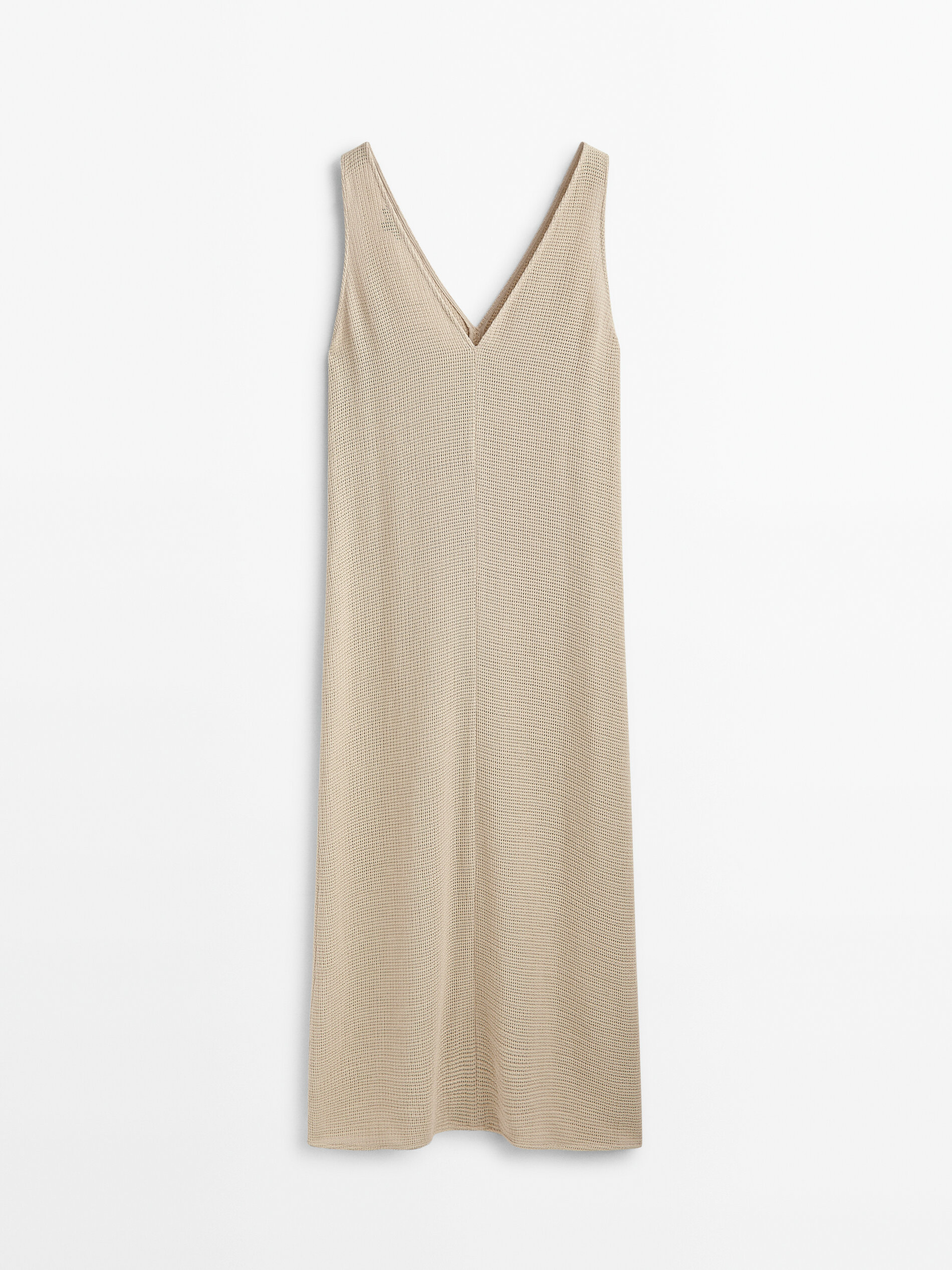 Vestido midi estructura rústica - BEIGE