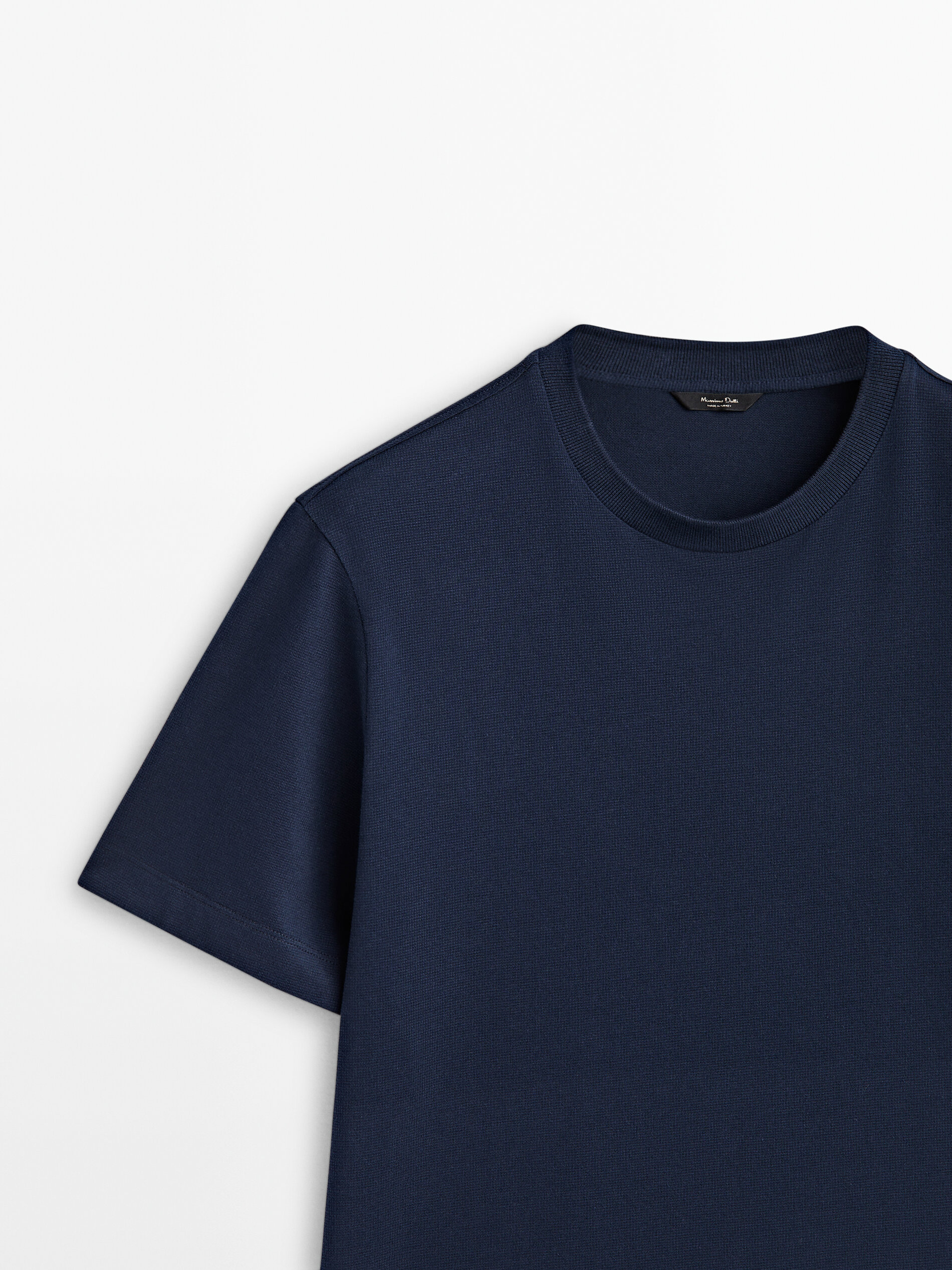 Camiseta algodón estructura manga corta - AZUL MARINO