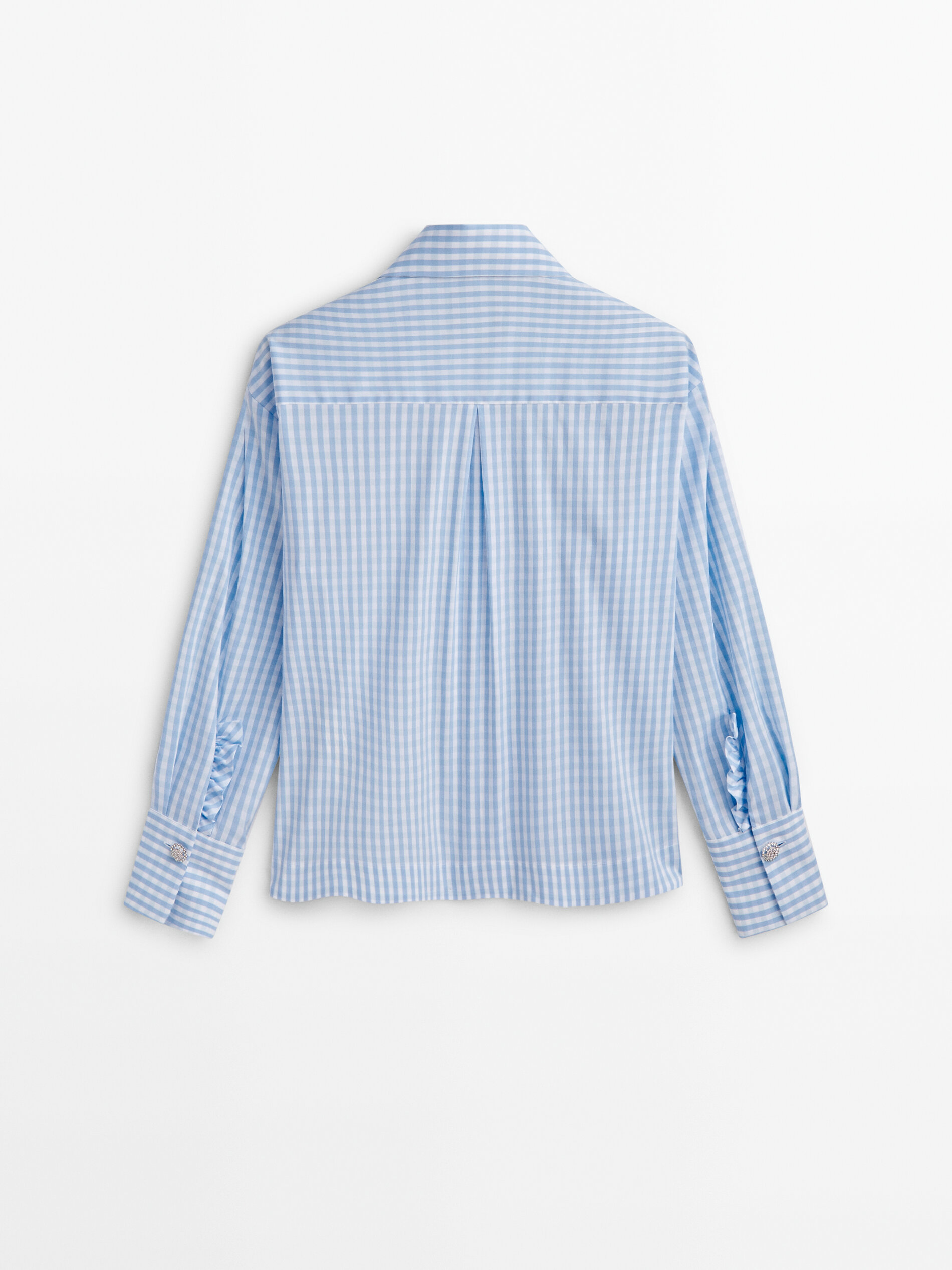 Camisa cuadros vichy bolsillo volante -Studio - AZUL