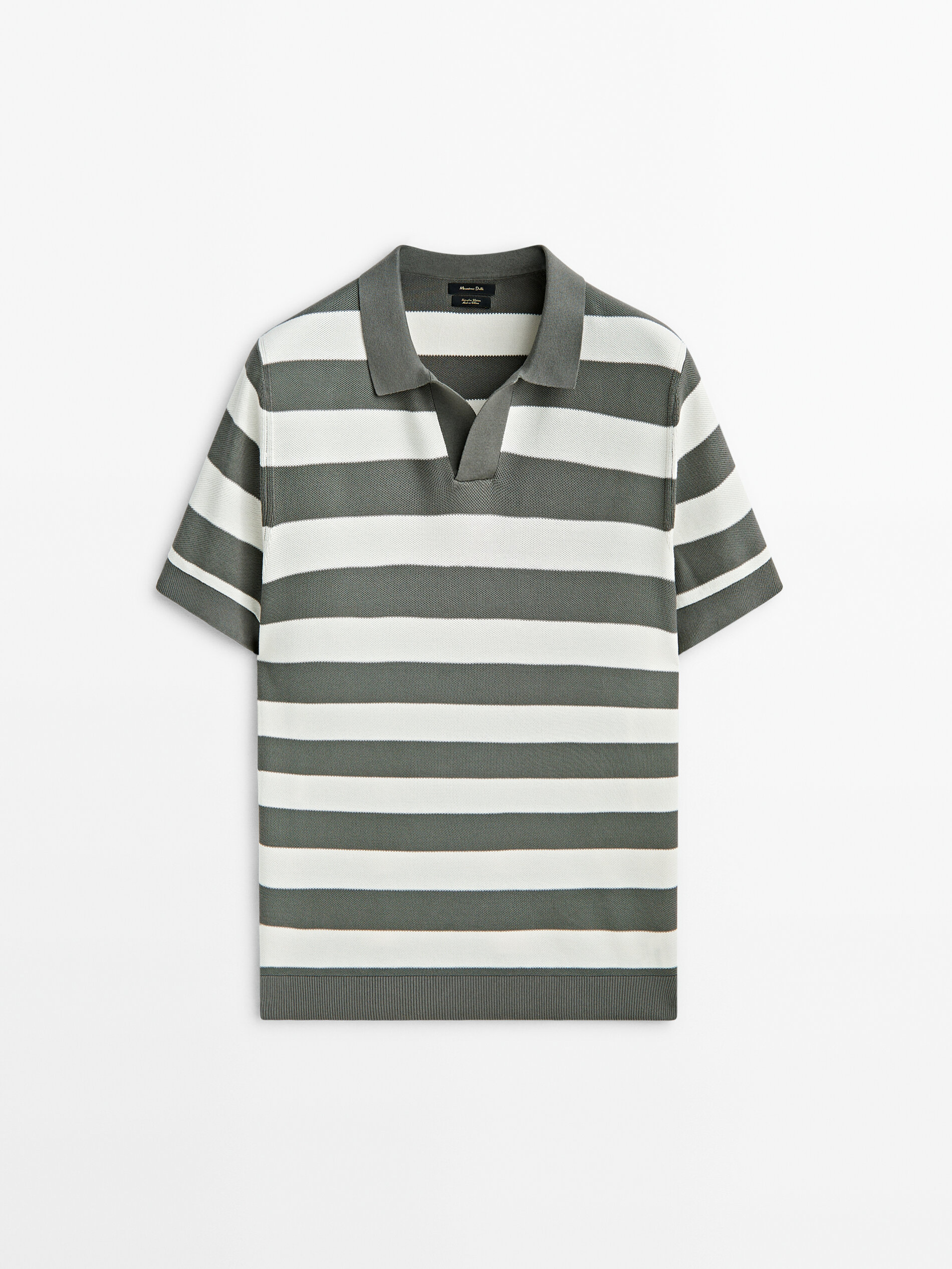 Jersey polo rayas manga corta - Caqui