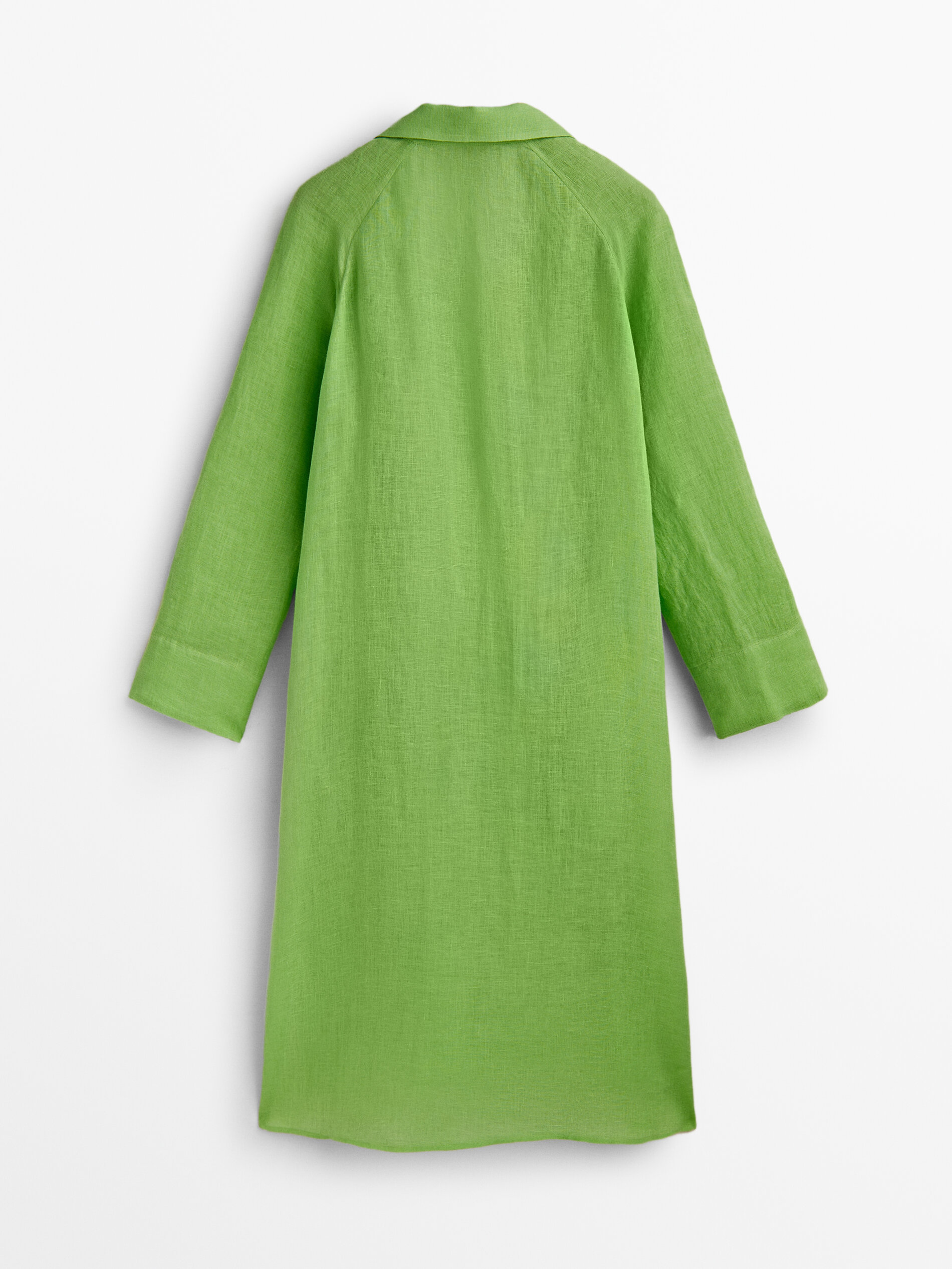 Maxi blusón camisero 100% lino bolsillo - VERDE CLARO