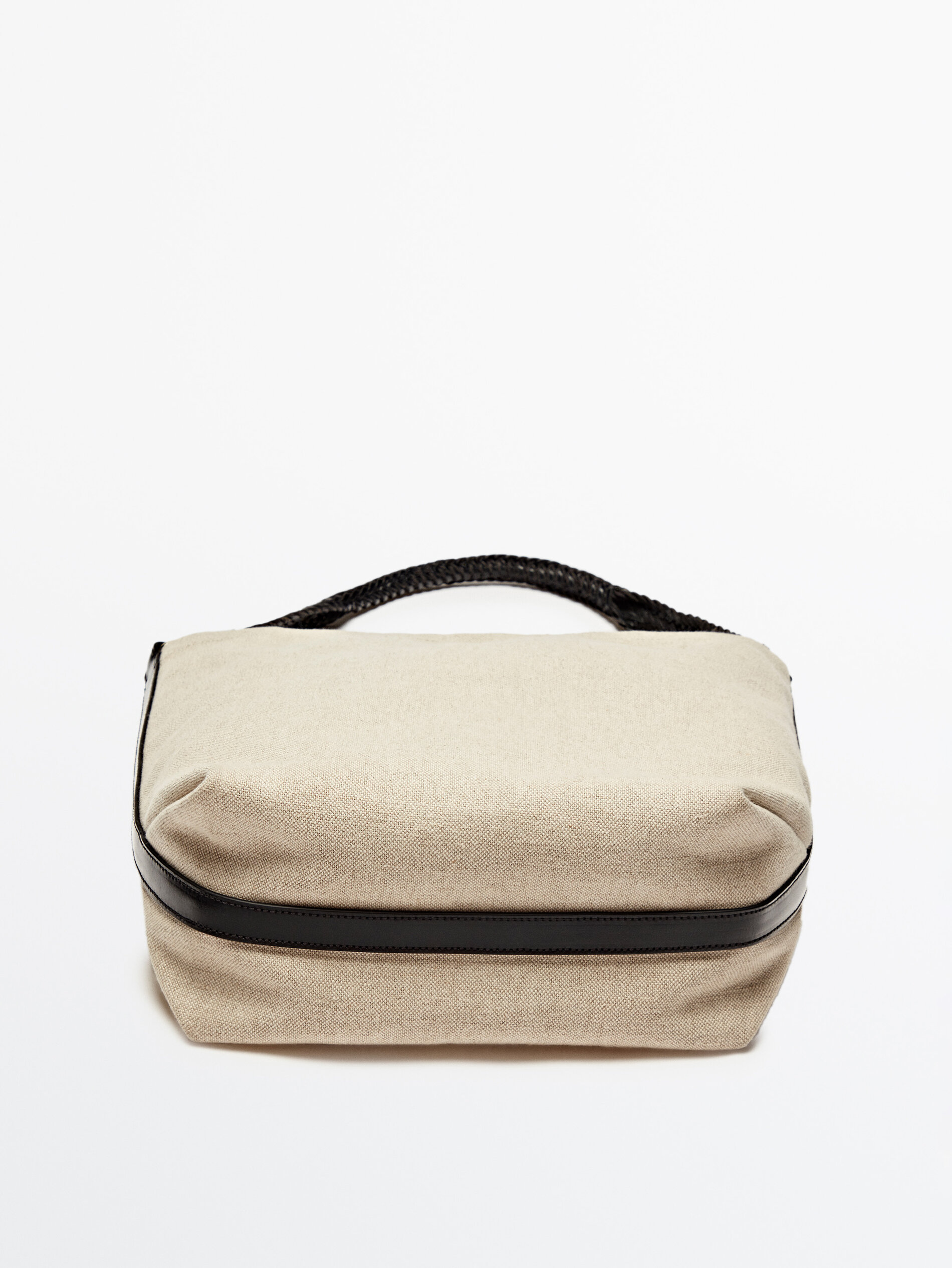 Bolso bucket asa piel trenzada - BEIGE