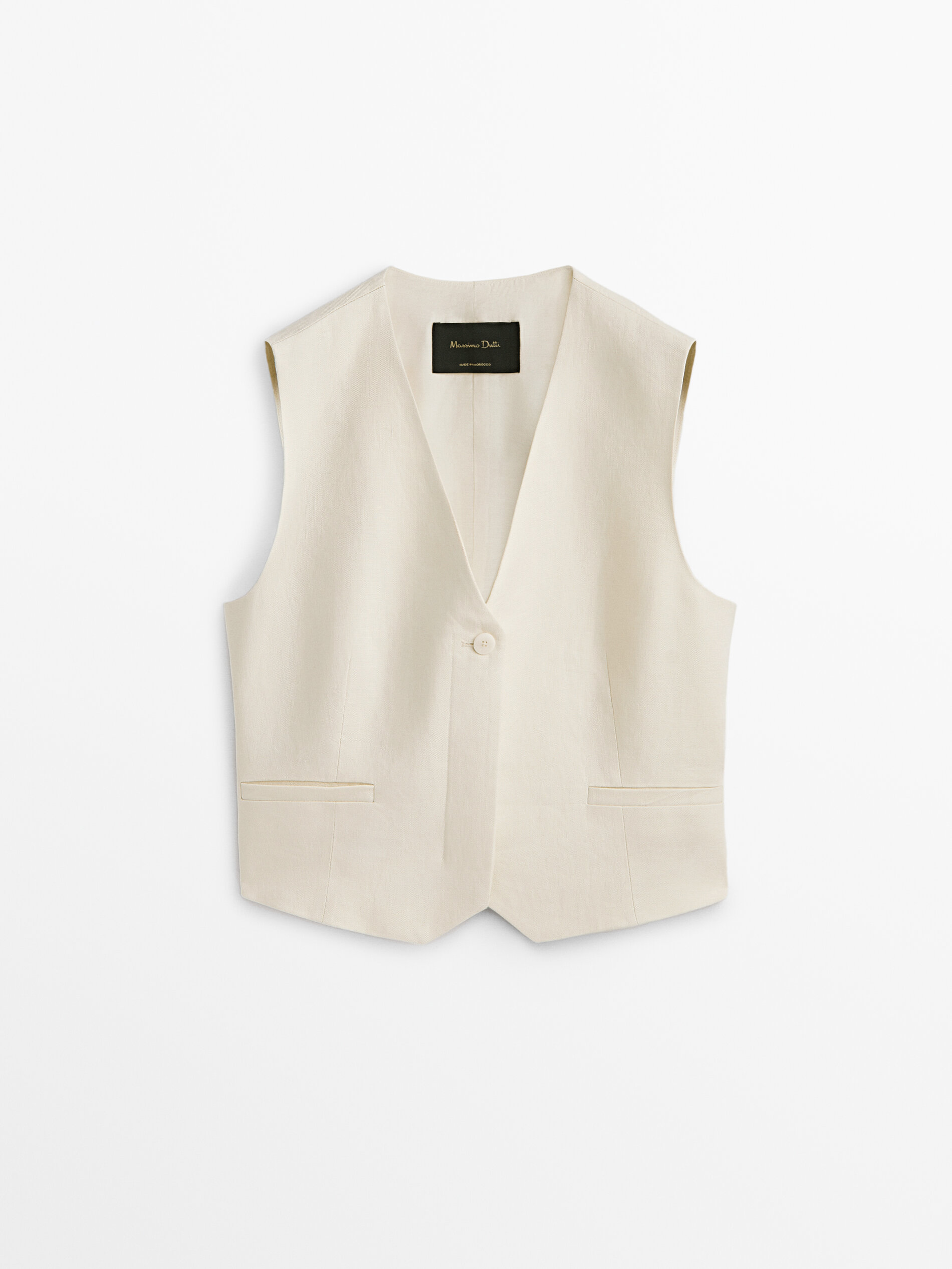 Chaleco traje 100% lino - Vainilla