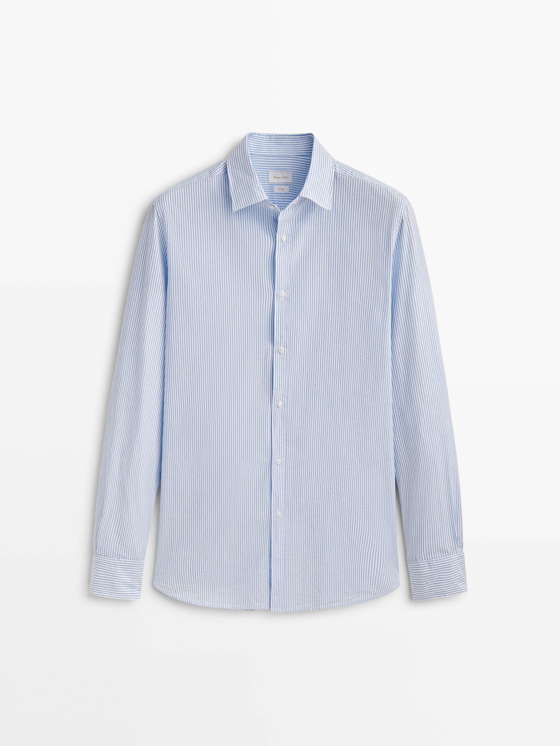 Camisa rayas estructura seersucker regular fit - CELESTE
