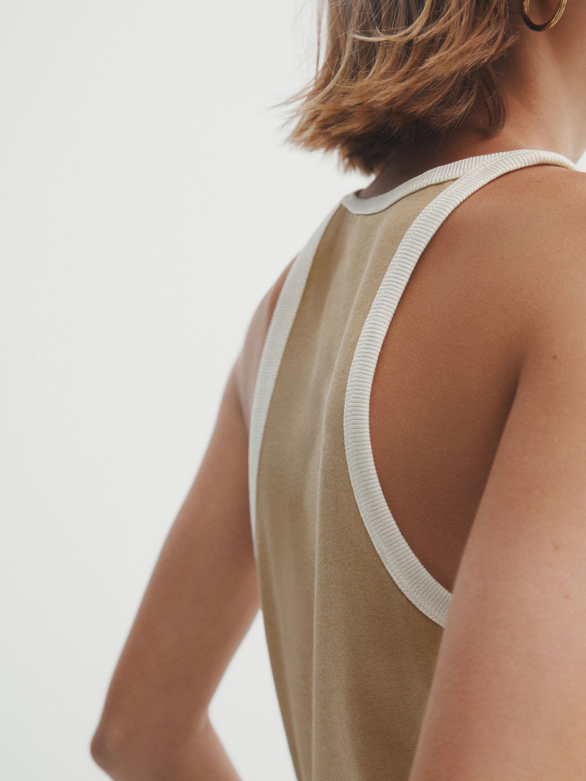 Top algodón manga sisa combinado - CAMEL