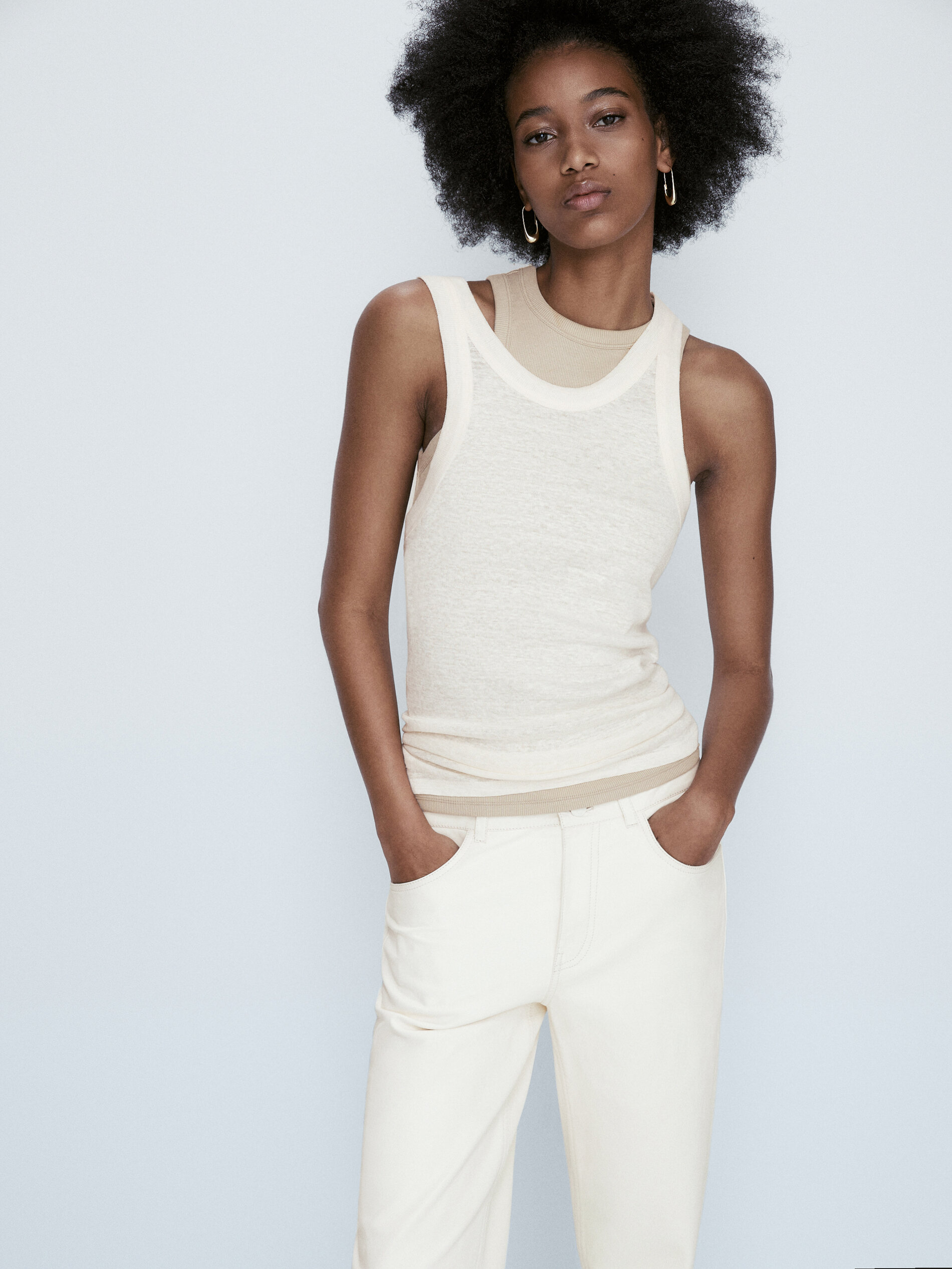 Top halter lino - Beige