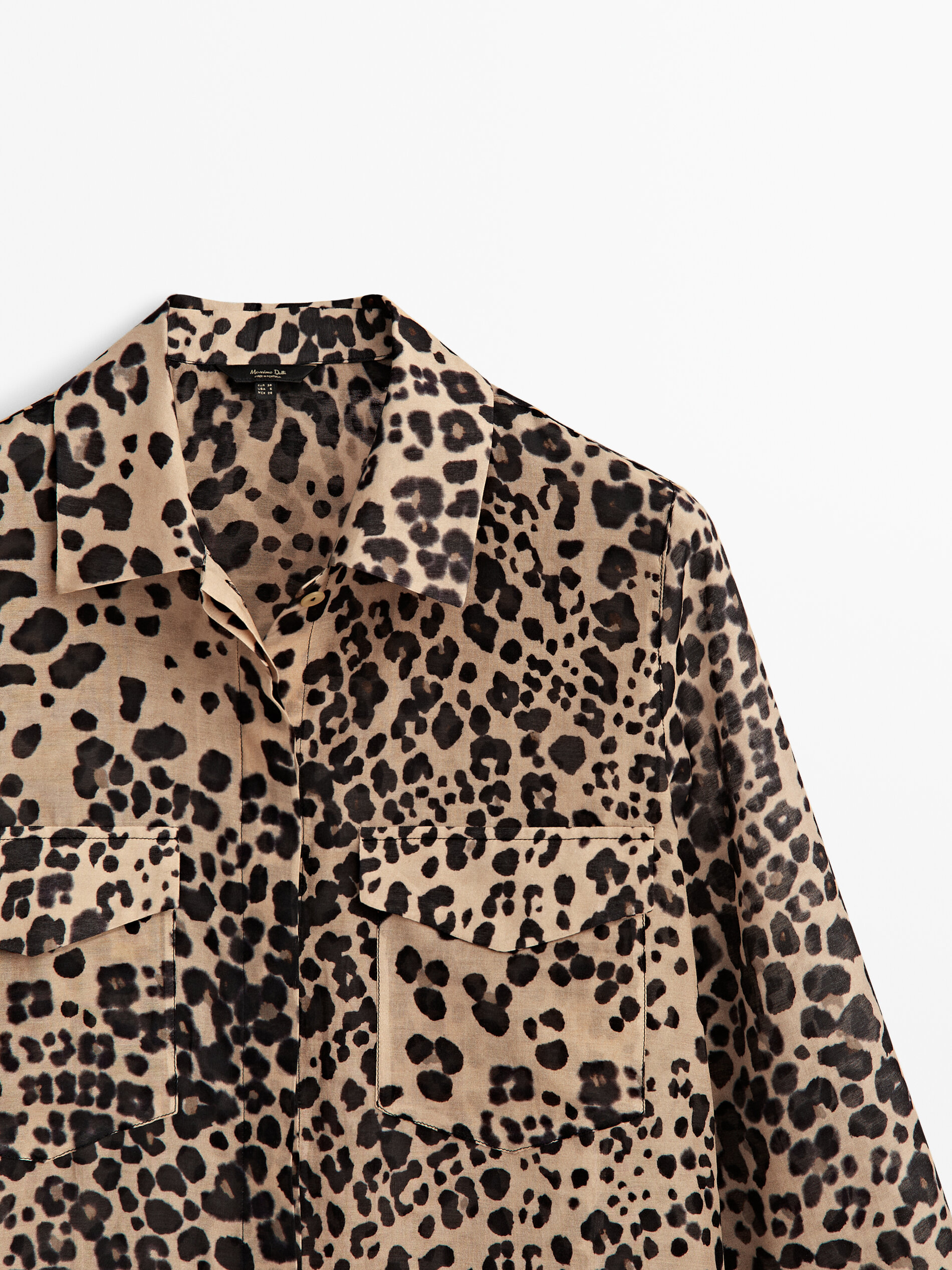 Camisa estampado animal bolsillos - MARRÓN