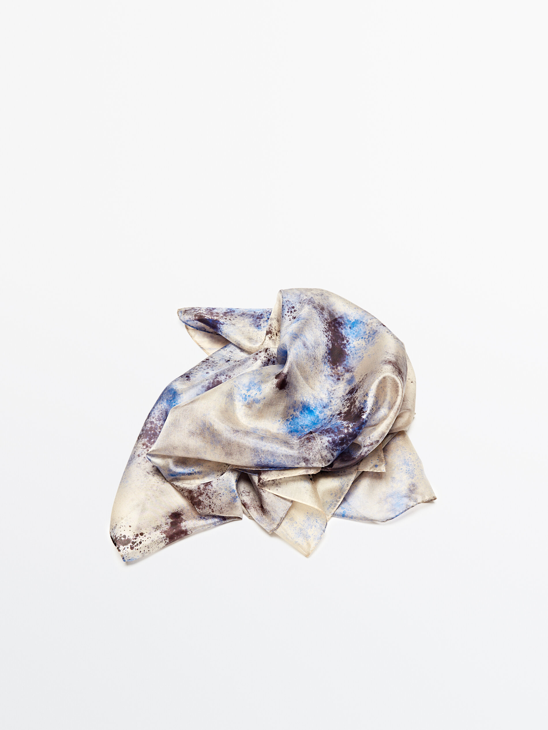 Fular seda estampado difuminado - KAKI