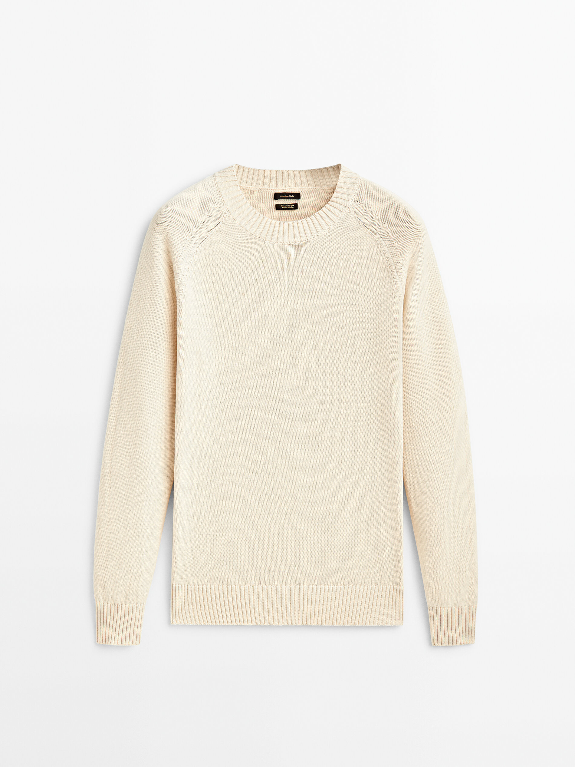 Jersey cuello redondo 100% algodón - Beige