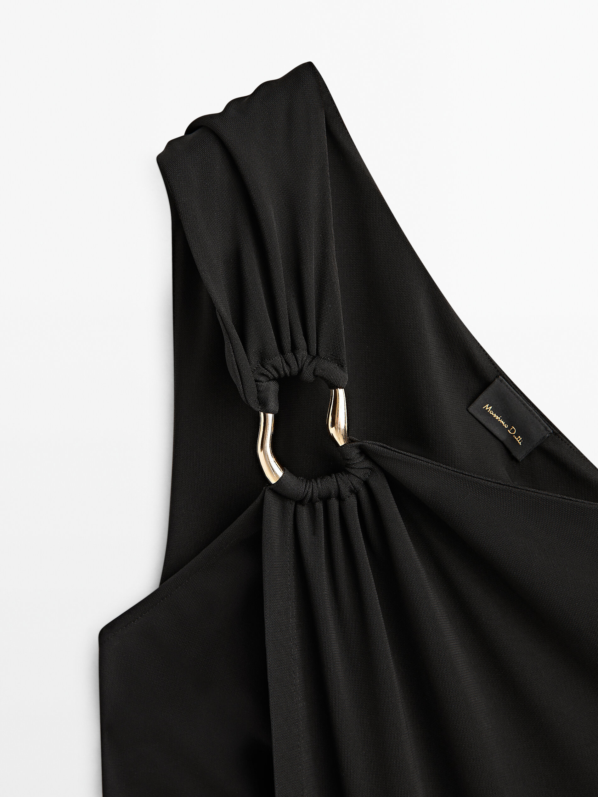 Vestido asimétrico detalle pieza - NEGRO