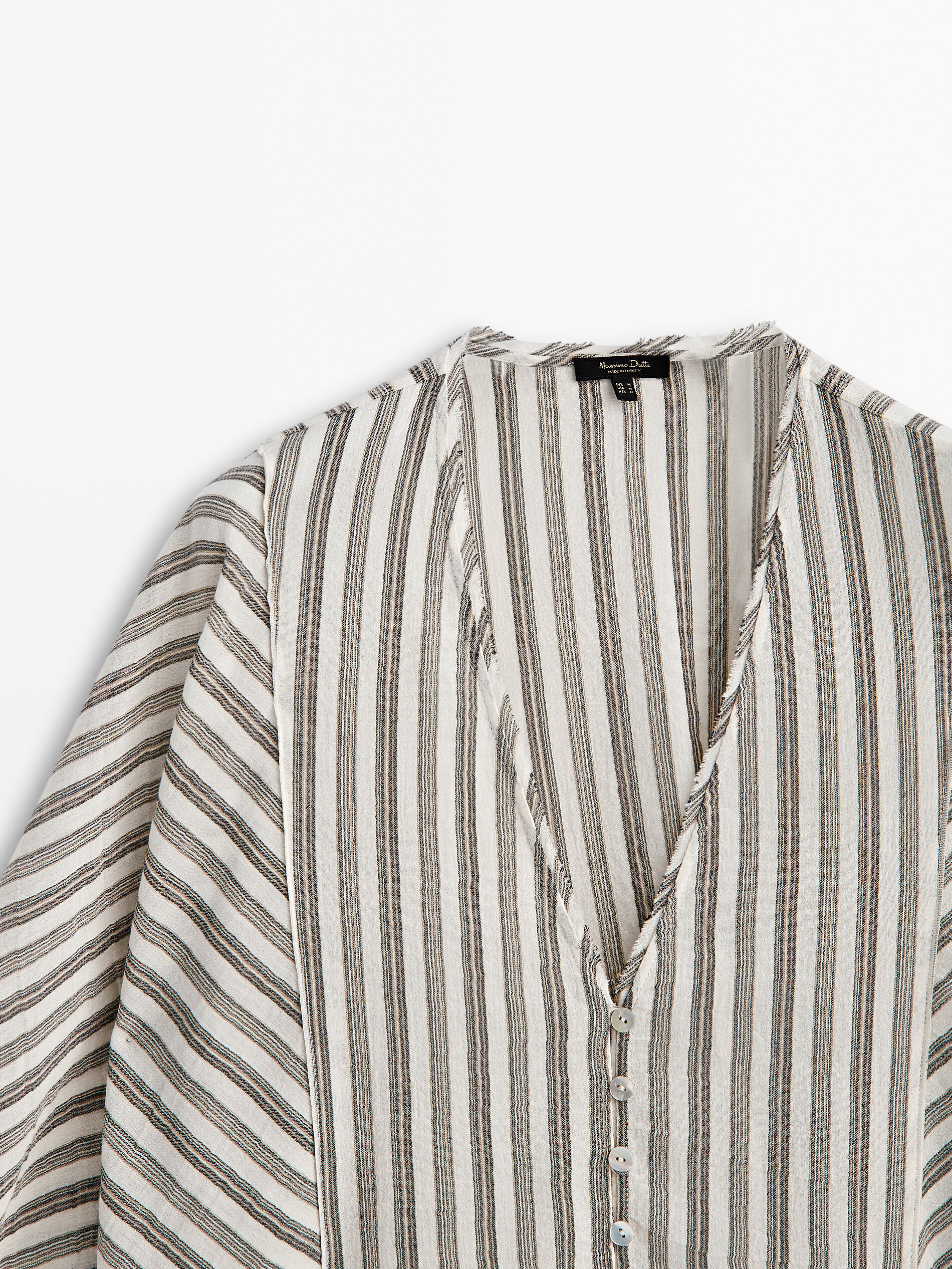 Camisa rayas acabado gofrado - MARRÓN