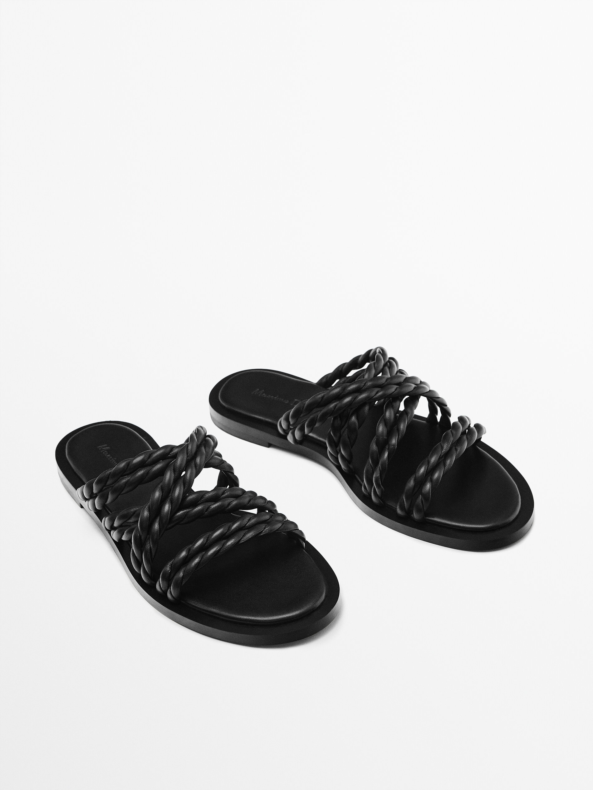 SANDALIA TUBULAR PIEL - NEGRO