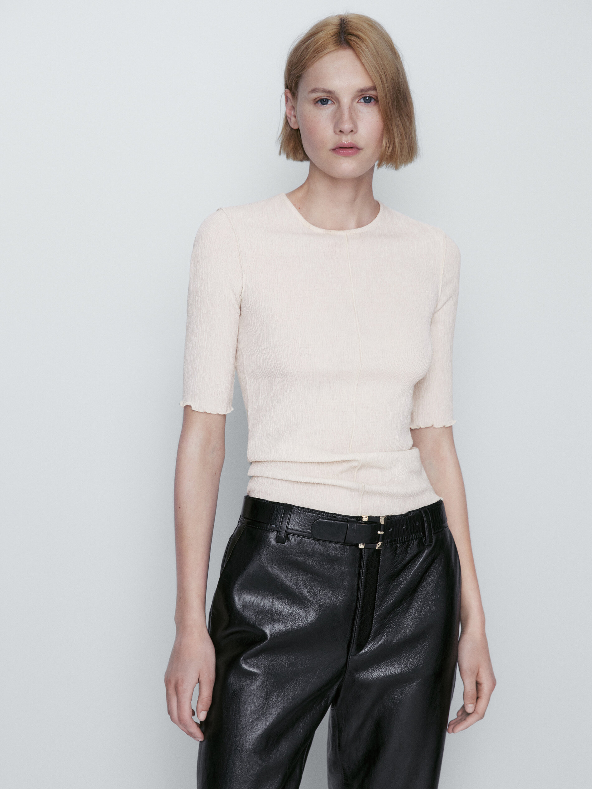 Pantalón negro piel napa - NEGRO