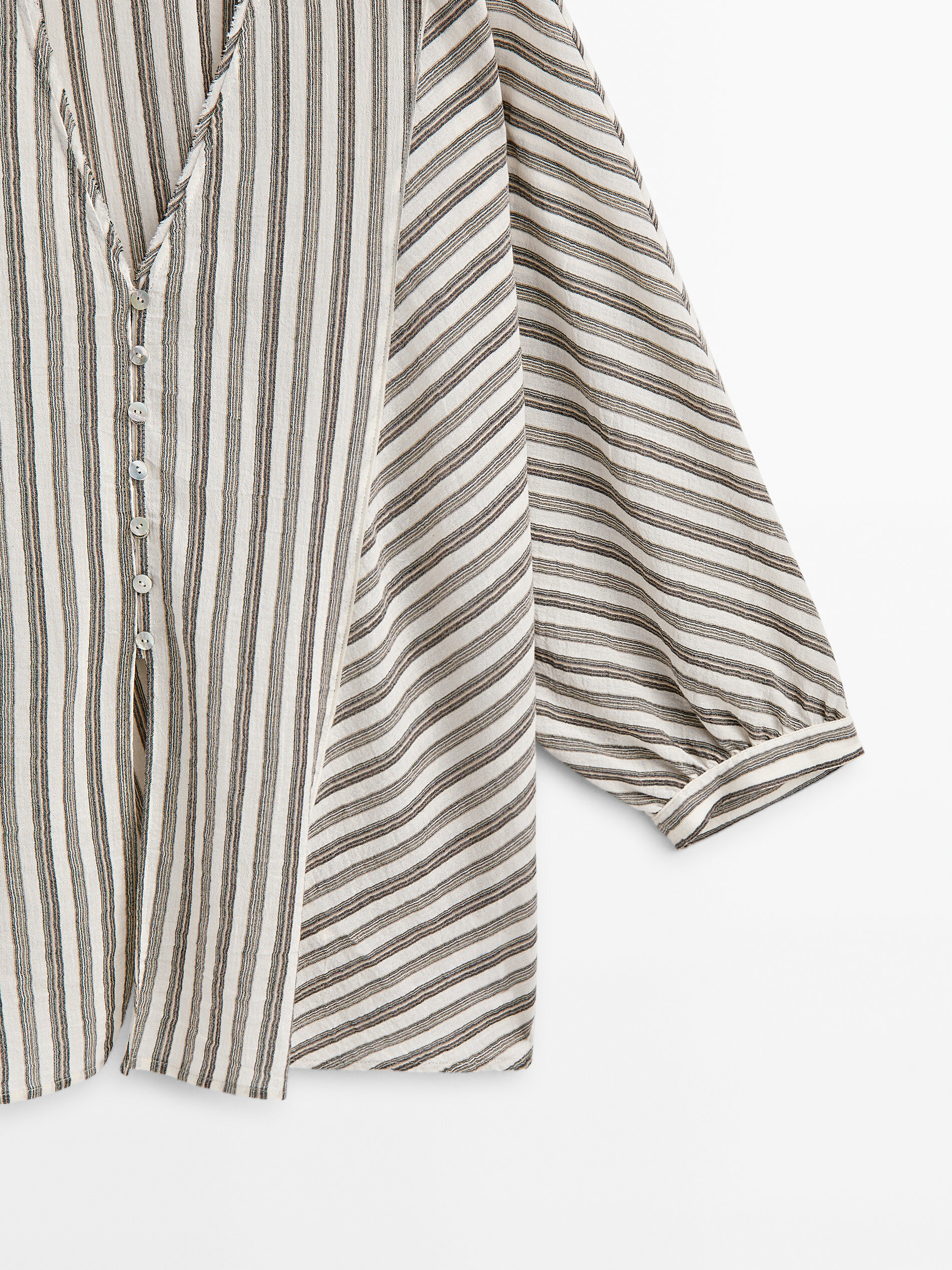 Camisa rayas acabado gofrado - MARRÓN