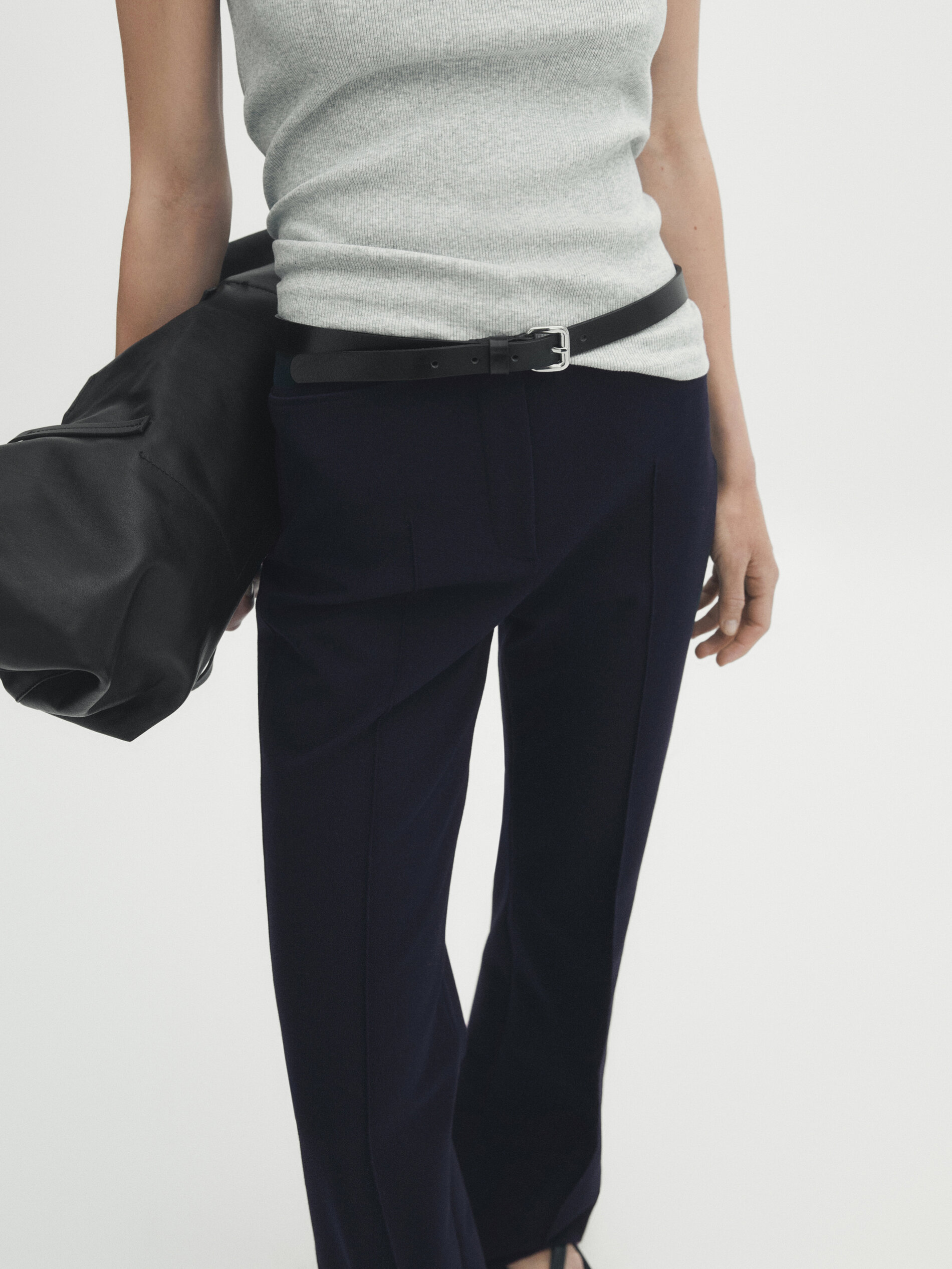 Pantalón flare con nervio central - AZUL MARINO