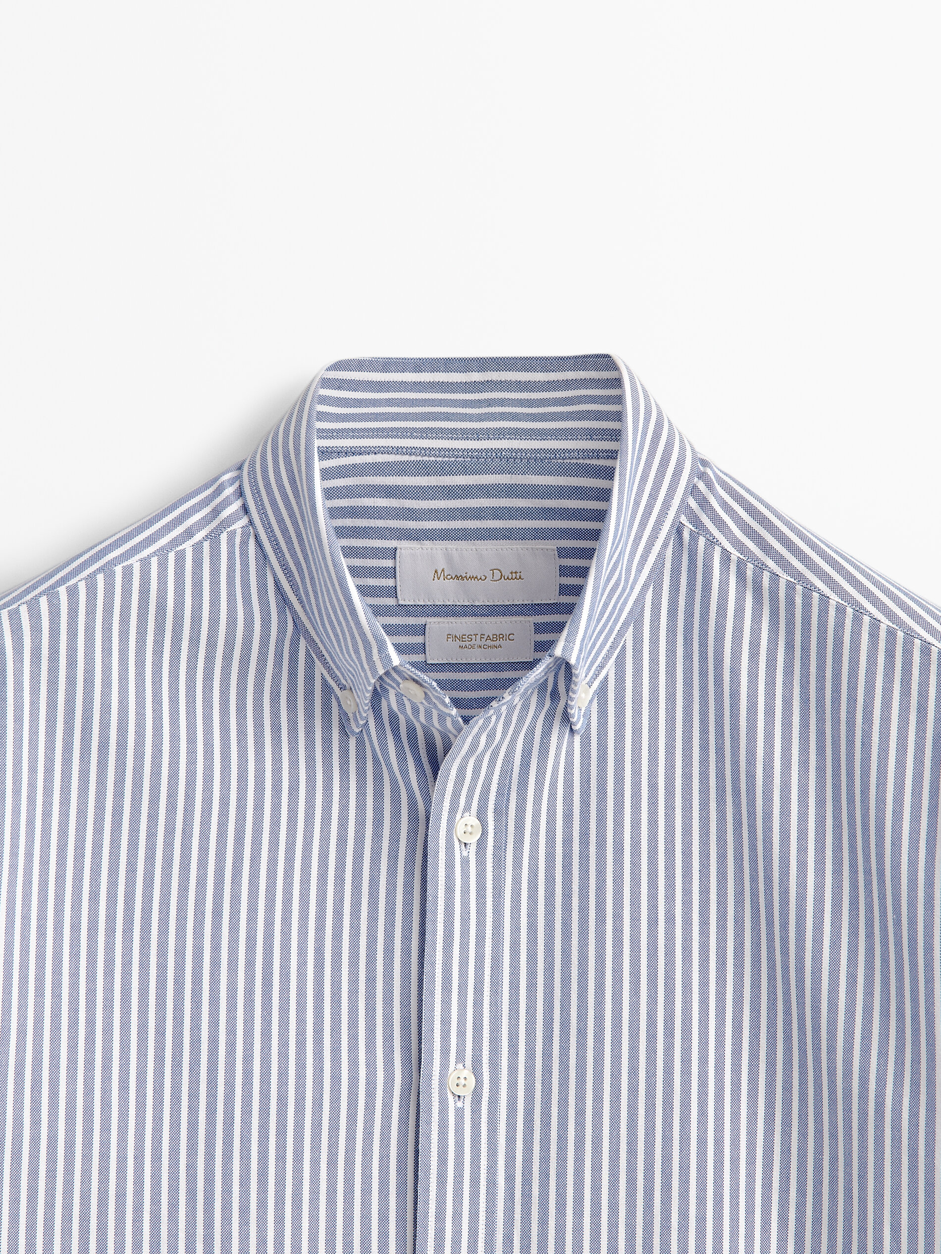 Camisa oxford rayas algodón regular fit - AZUL MARINO