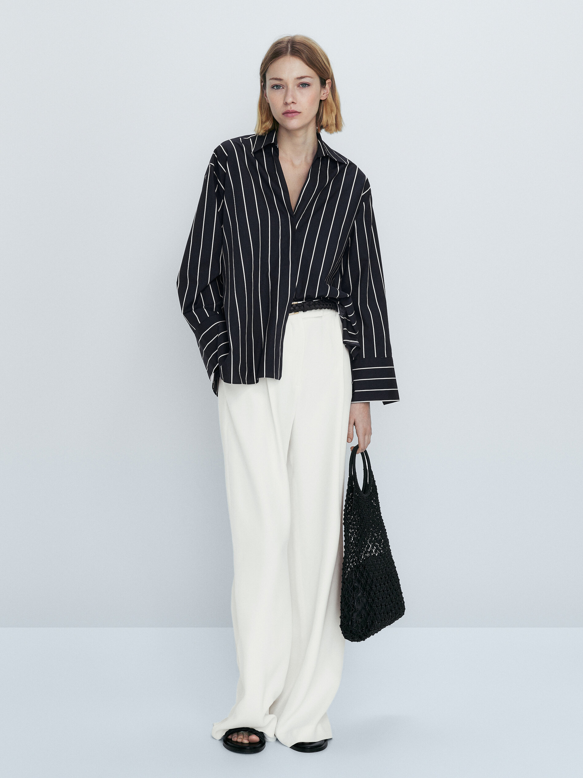 Camisa azul marino algodón rayas - AZUL MARINO