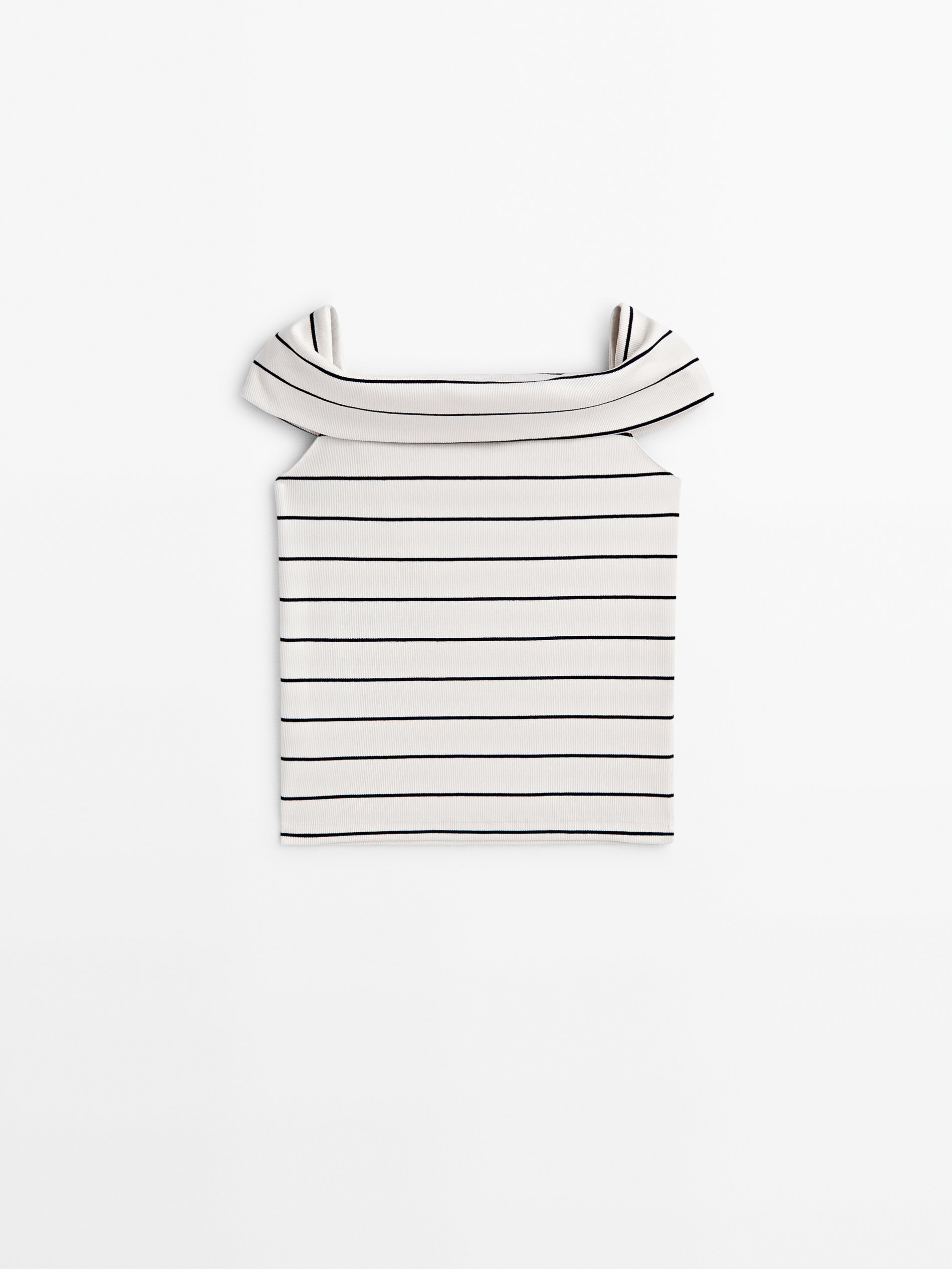 Top canalé rayas escote barco - CRUDO