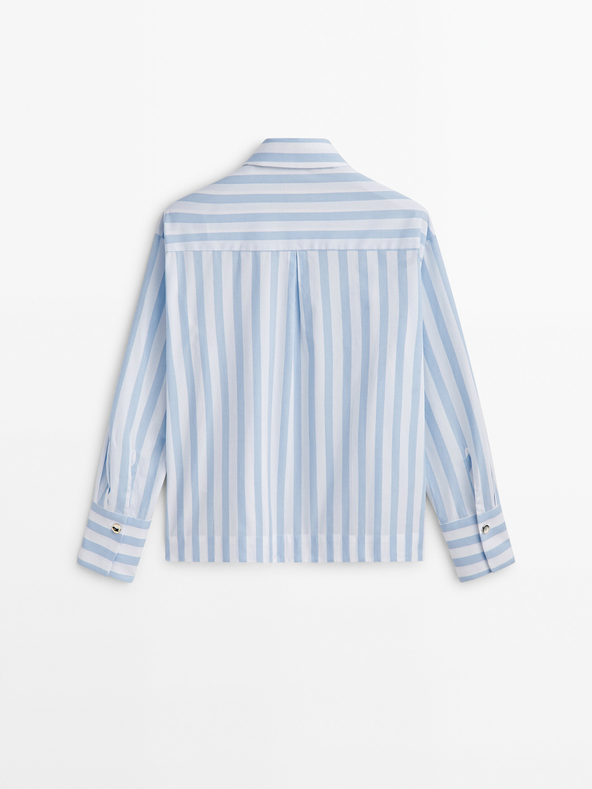 Camisa rayas popelín bolsillo -Studio - CELESTE