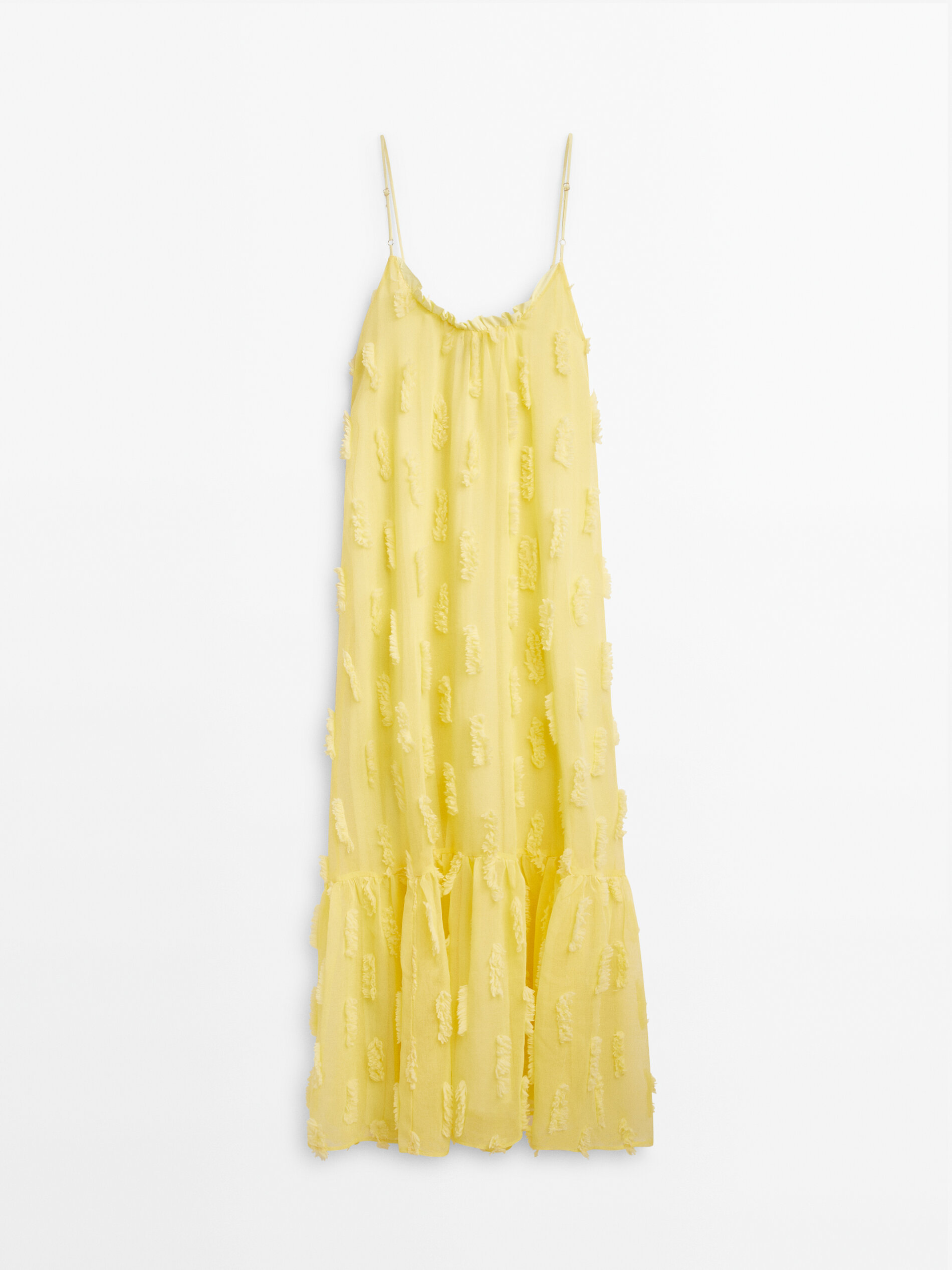 Vestido largo relieve -Studio - AMARILLO