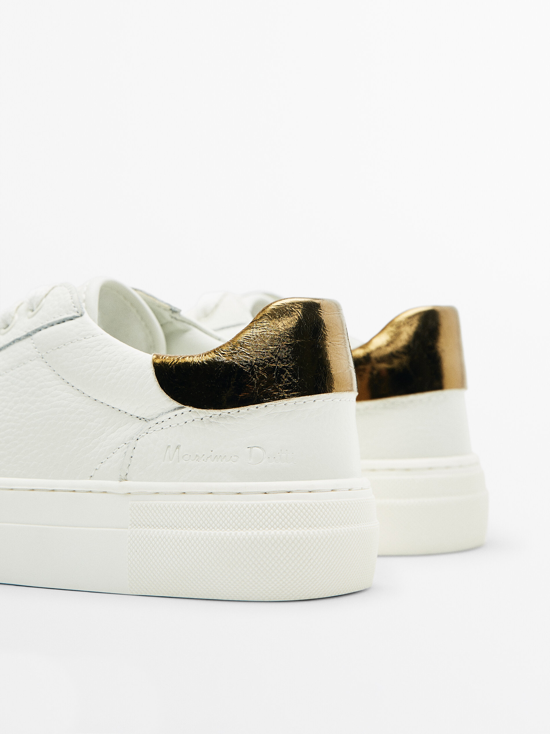 Deportivo piel talón laminado - BLANCO