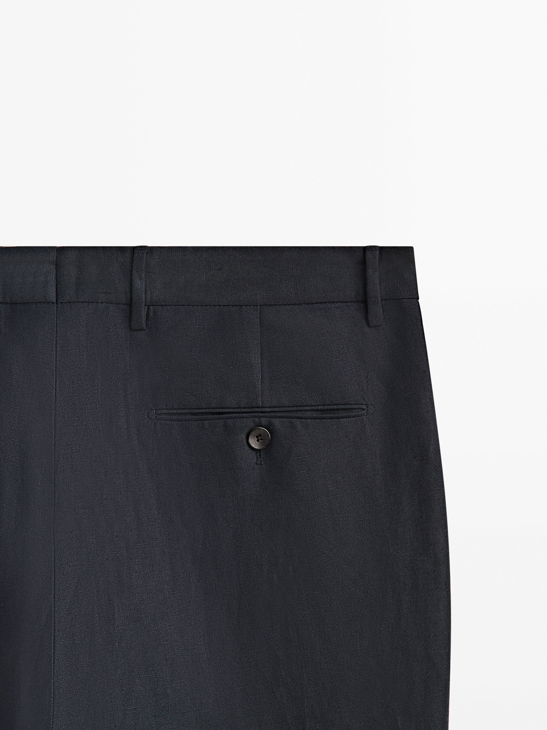 Pantalón lino pinzas relaxed fit Limited edition - AZUL MARINO